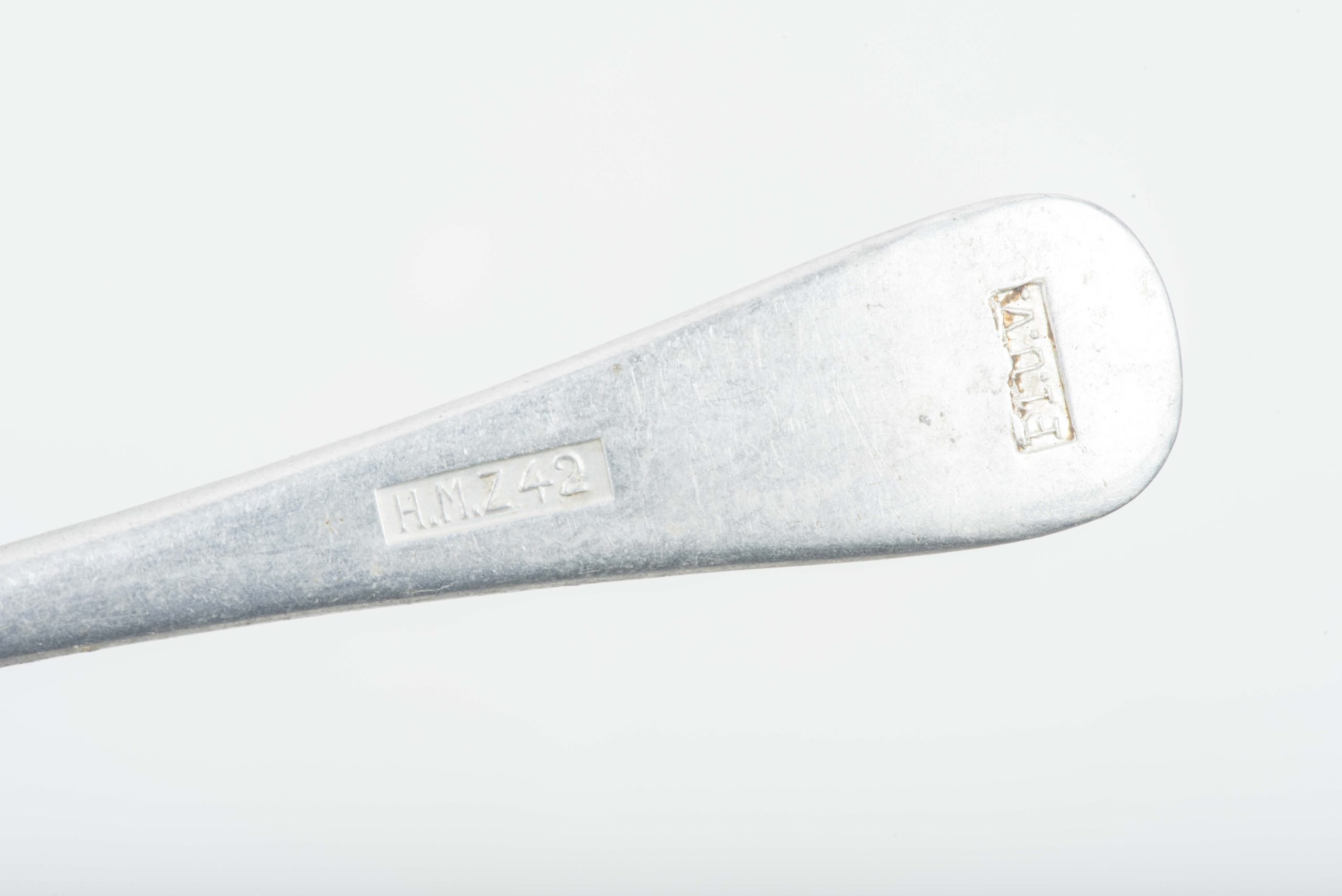 Aluminum Luftwaffe tea spoon marked FLUV and HMZ 42 — image 3