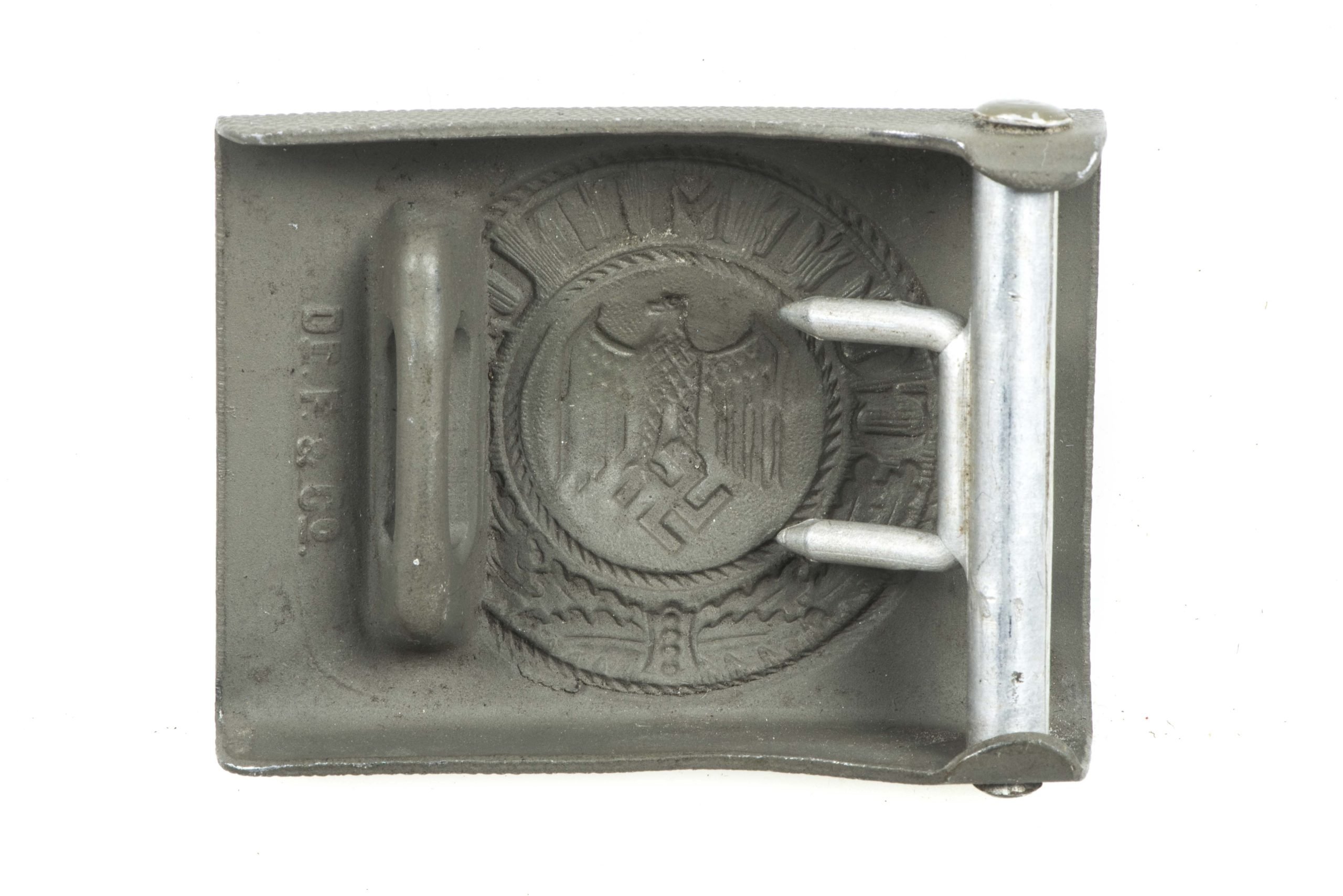 Rare unissued aluminium Heer belt buckle marked Dr. F. & Co. — image 2