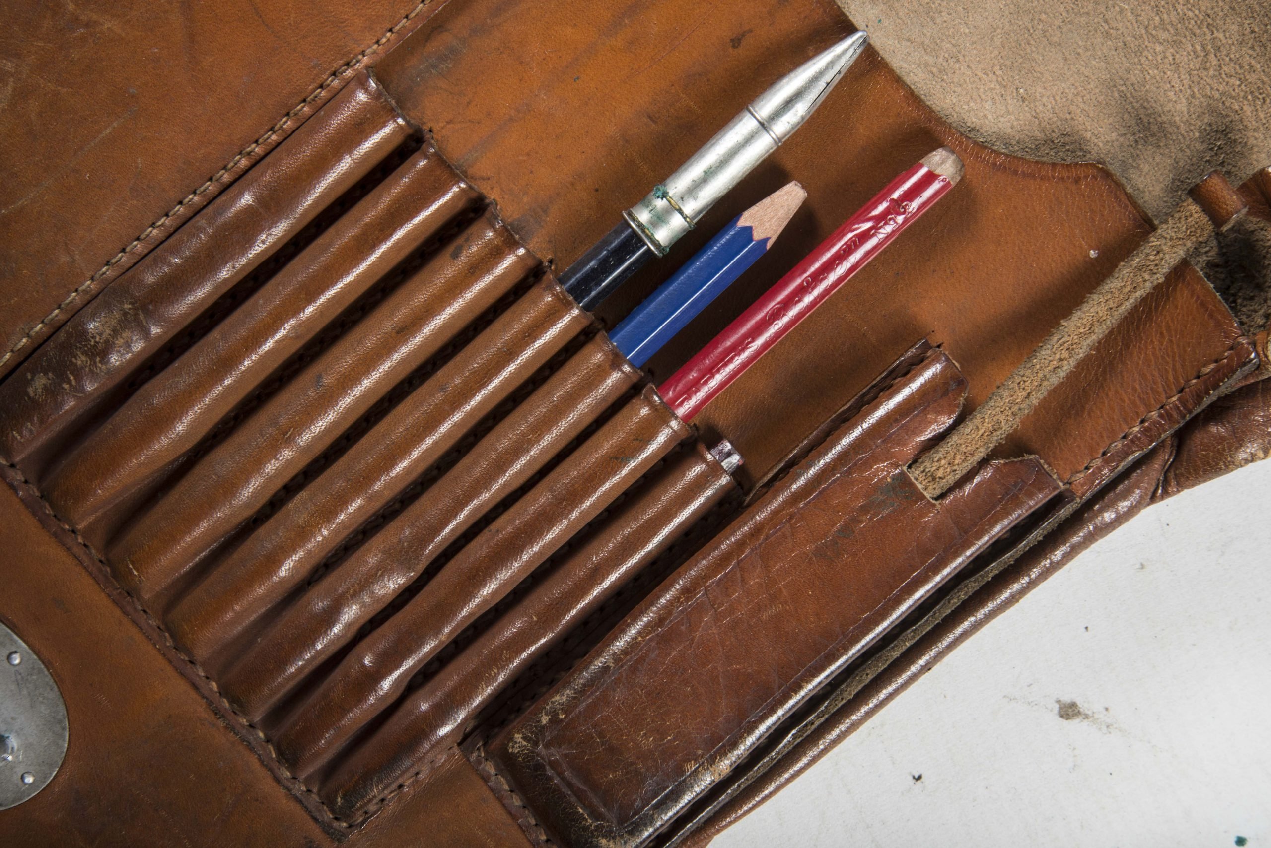 Filled brown leather mapcase marked A. Waldhausen, Köln 1936, Infanterie-Regiment 9 — image 6