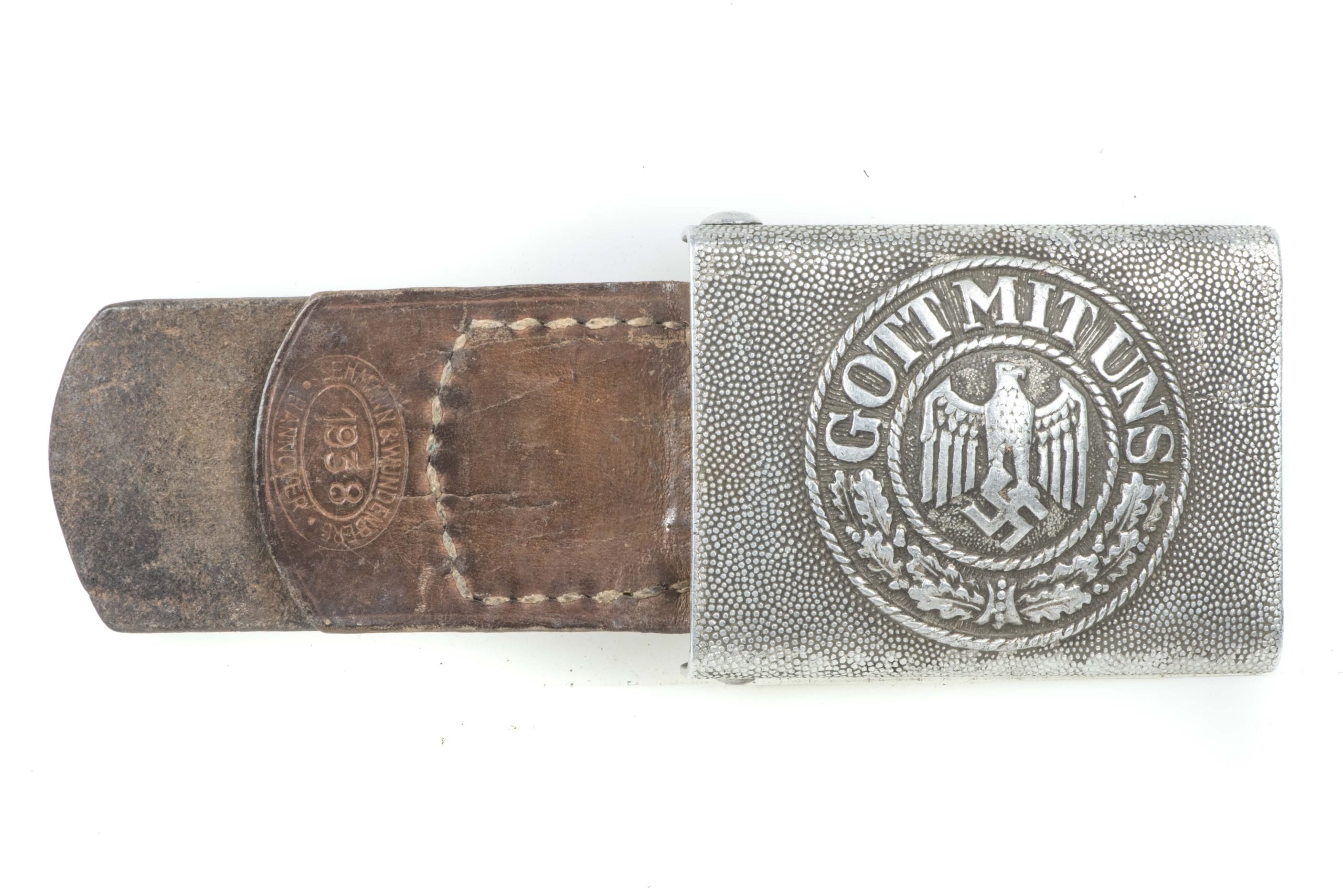 Tabbed Aluminum Heer belt buckle marked Lehmann & Wunderberg 1938