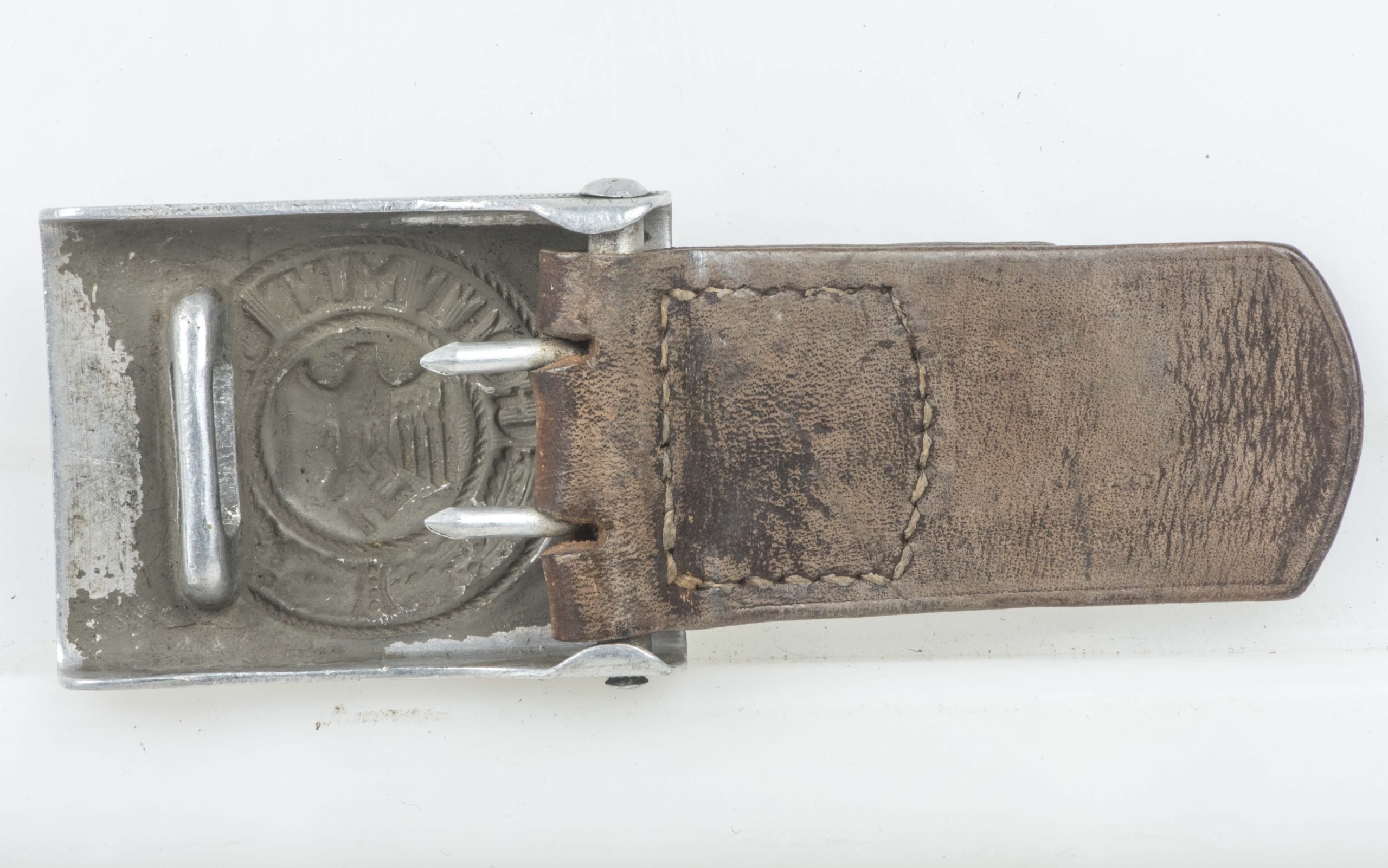 Tabbed Aluminum Heer belt buckle marked Lehmann & Wunderberg 1938 — image 2