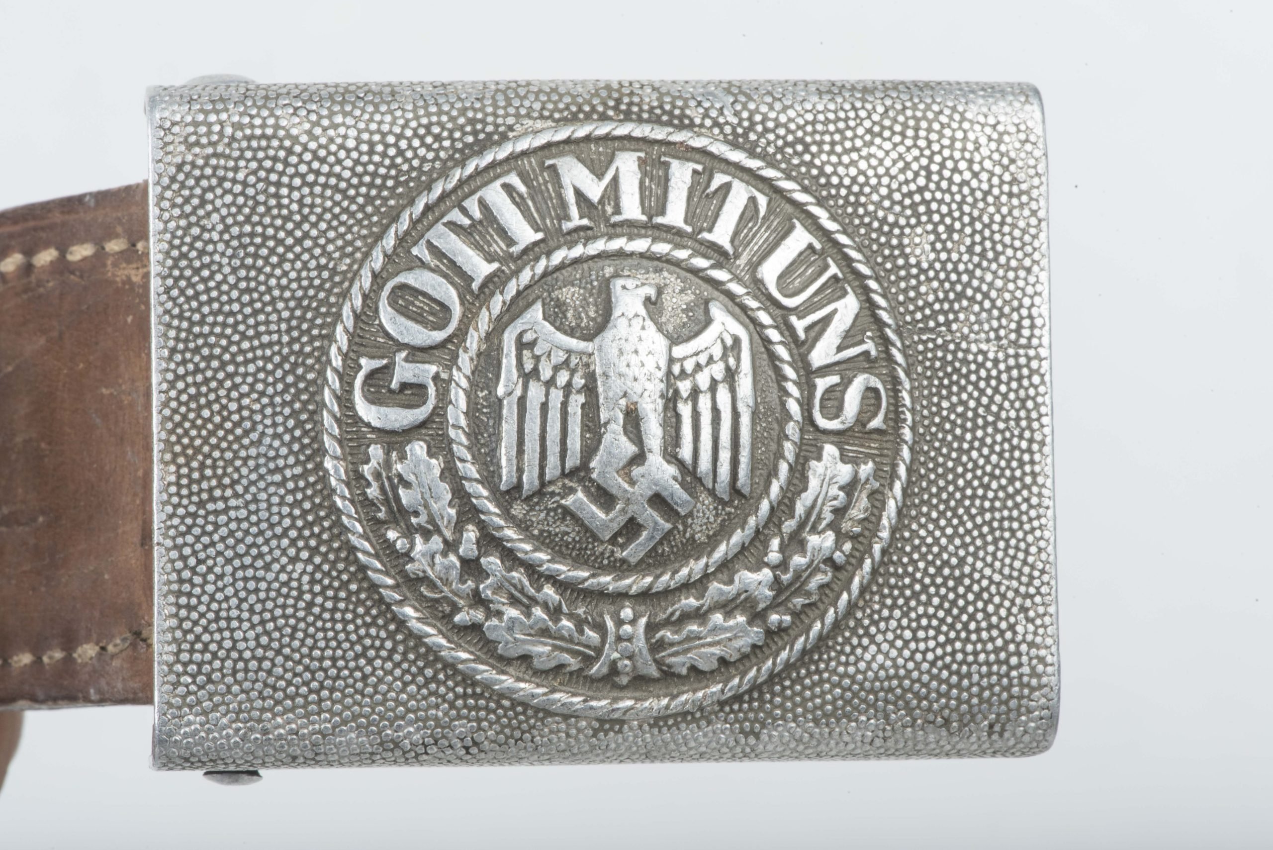 Tabbed Aluminum Heer belt buckle marked Lehmann & Wunderberg 1938 — image 5