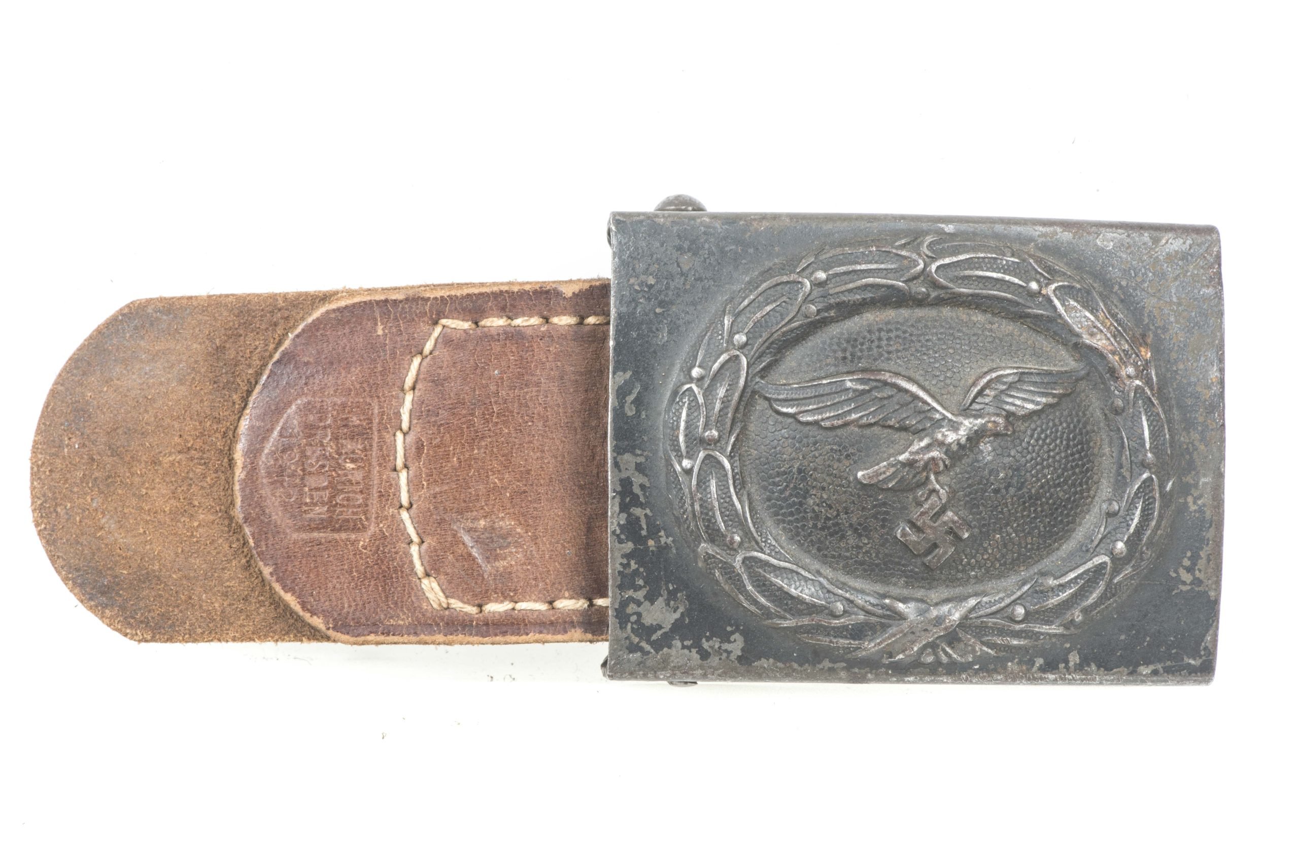 Tabbed steel Luftwaffe belt buckle marked H. Aurich Dresden 1942