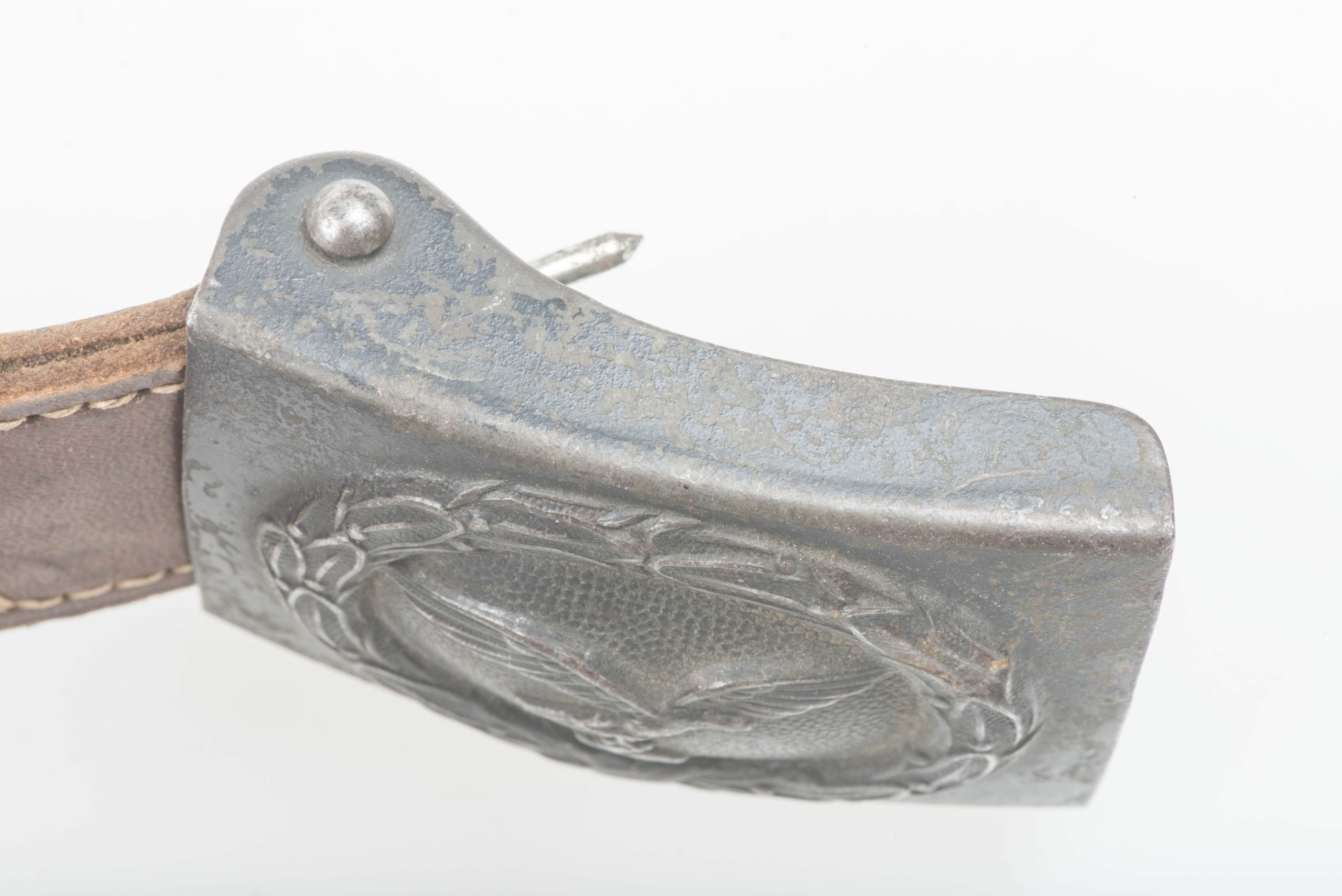 Tabbed steel Luftwaffe belt buckle marked H. Aurich Dresden 1942 — image 4