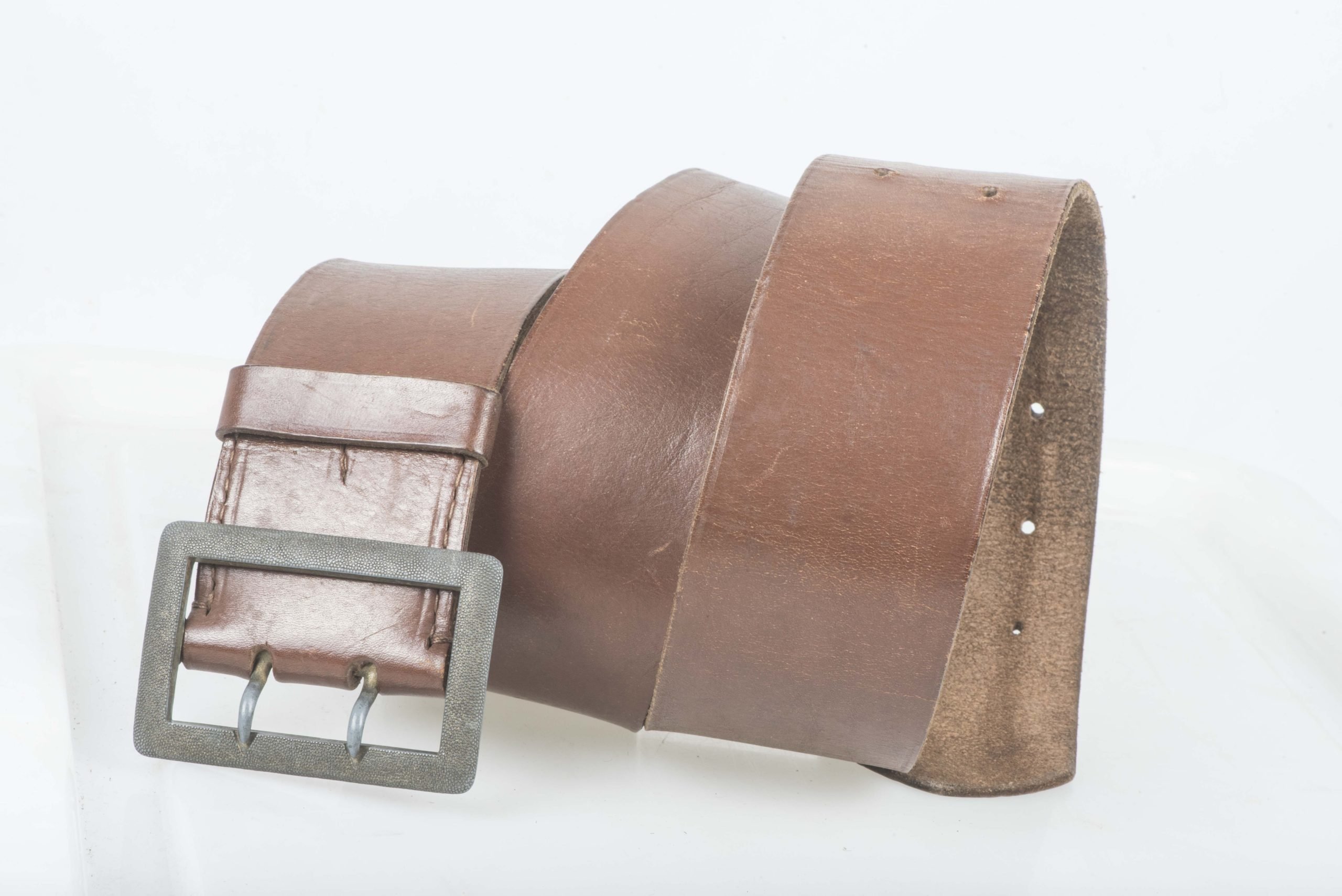 Leather double claw belt marked RZM M/5/71 OLC Croupon size 95 — image 3