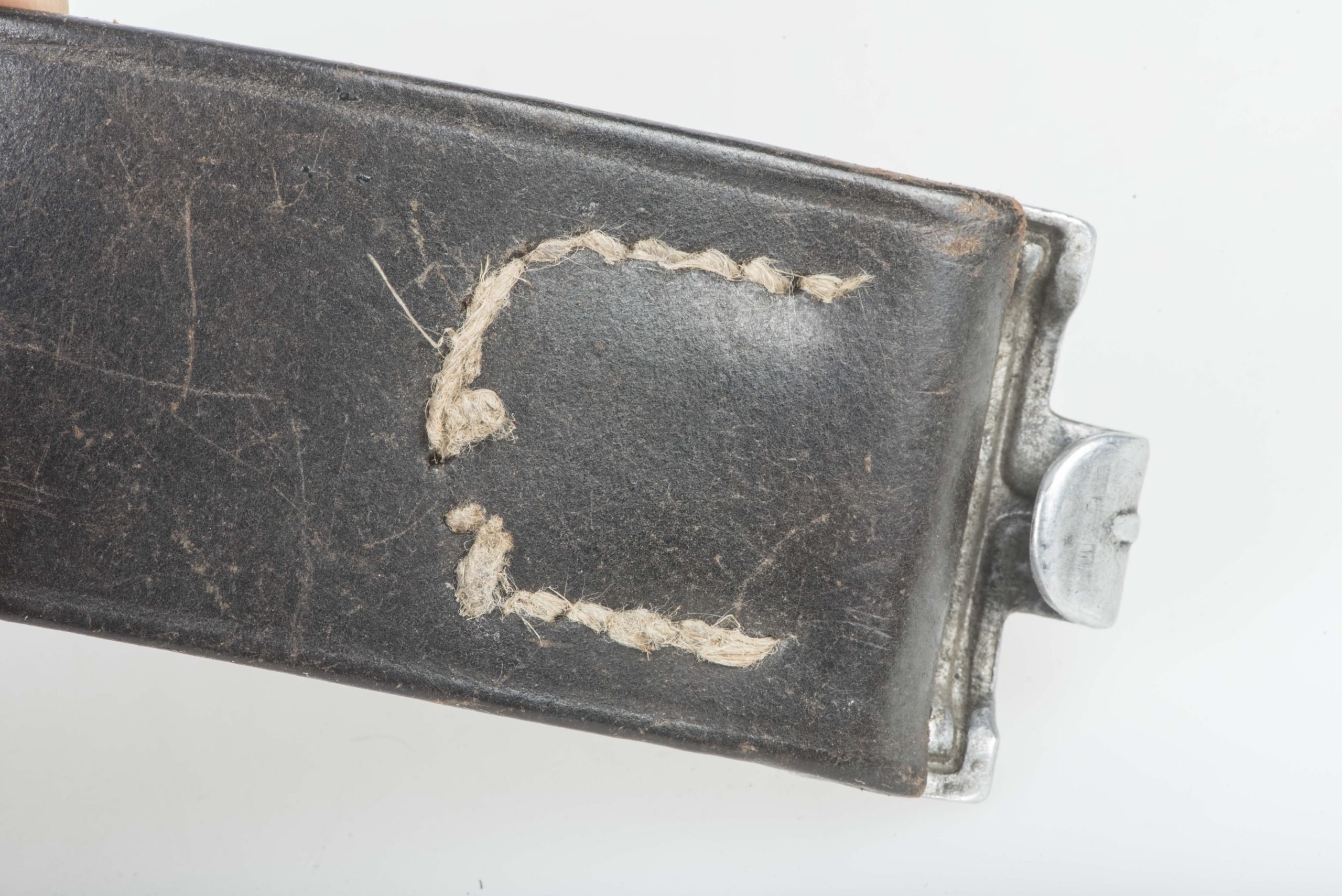 Luftwaffe leather equipment belt marked Franz Brehme Walsrode 1937 LBA (S) size 90 — image 11