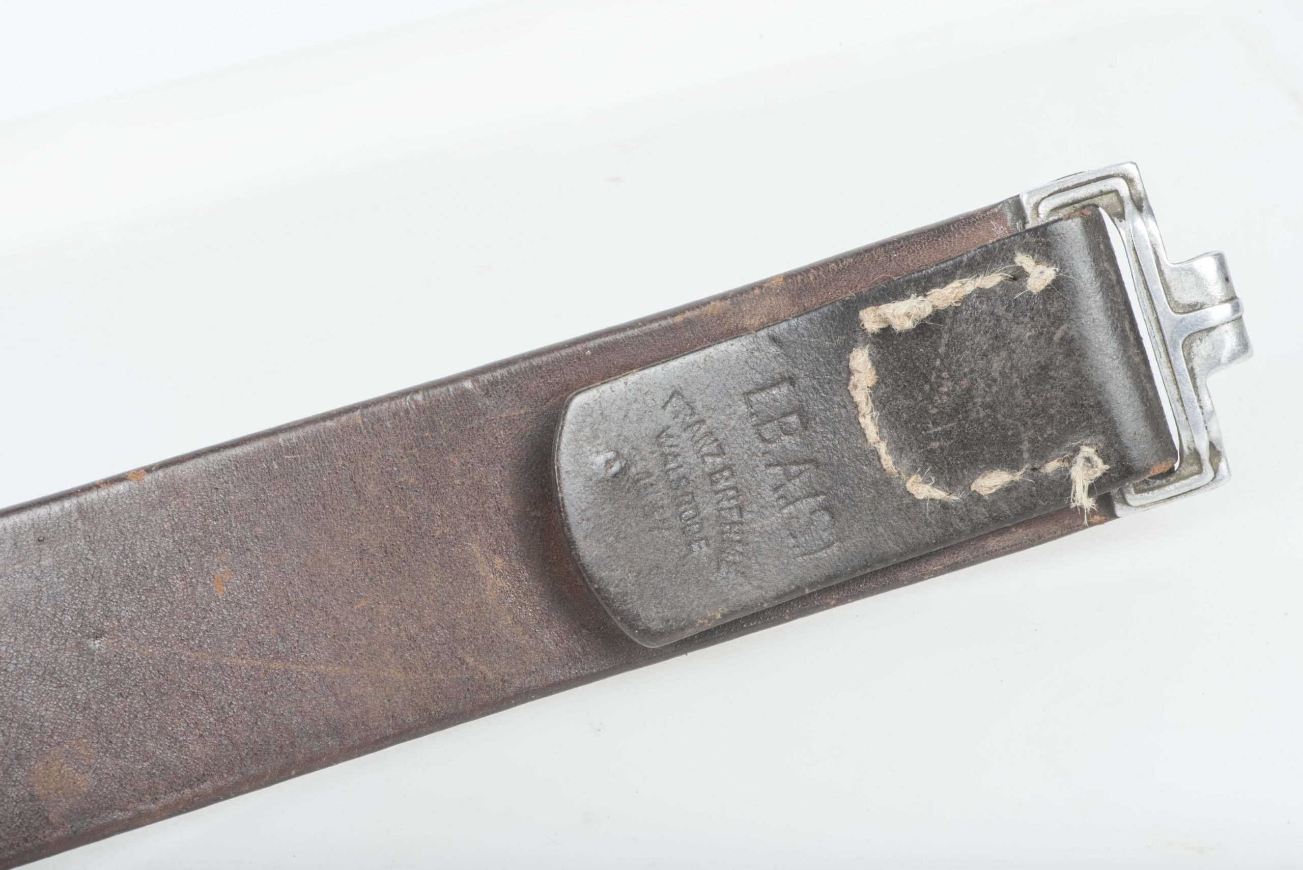 Luftwaffe leather equipment belt marked Franz Brehme Walsrode 1937 LBA (S) size 90 — image 8