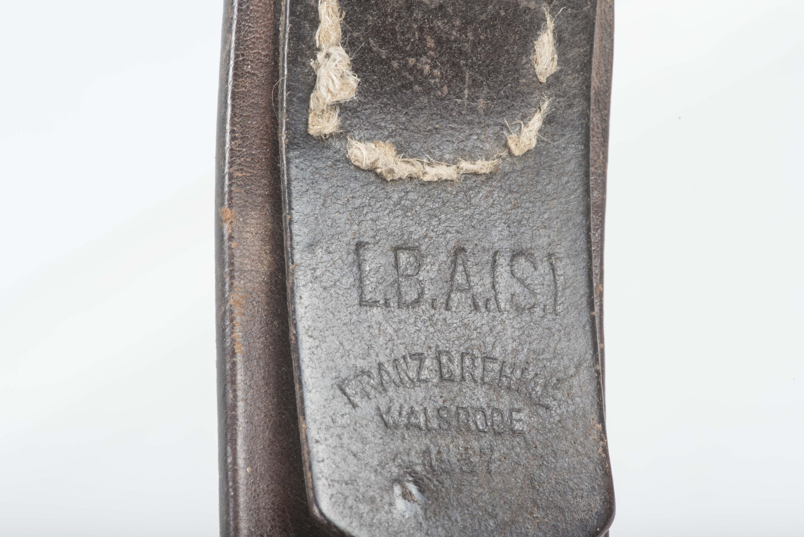 Luftwaffe leather equipment belt marked Franz Brehme Walsrode 1937 LBA (S) size 90 — image 9