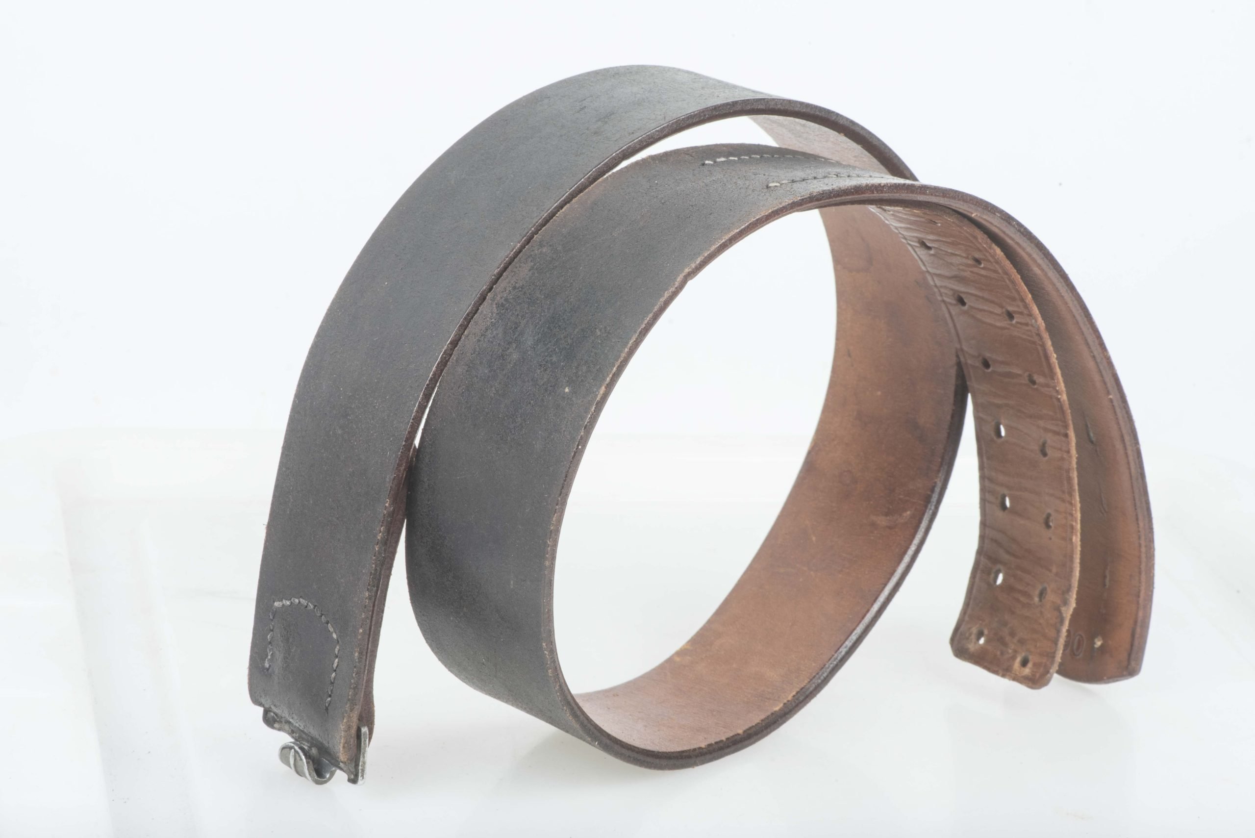 Leather equipment belt marked Otto Koberstein Landsberg a.W. 6 39 size 90 — image 3