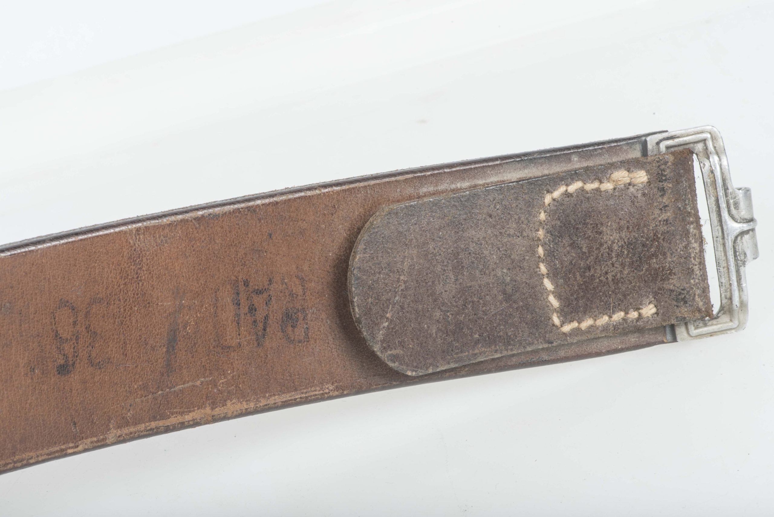 Leather equipment belt marked Karl Hepting & Co. Stgt. Feuerbach 3 38 size 95 — image 4