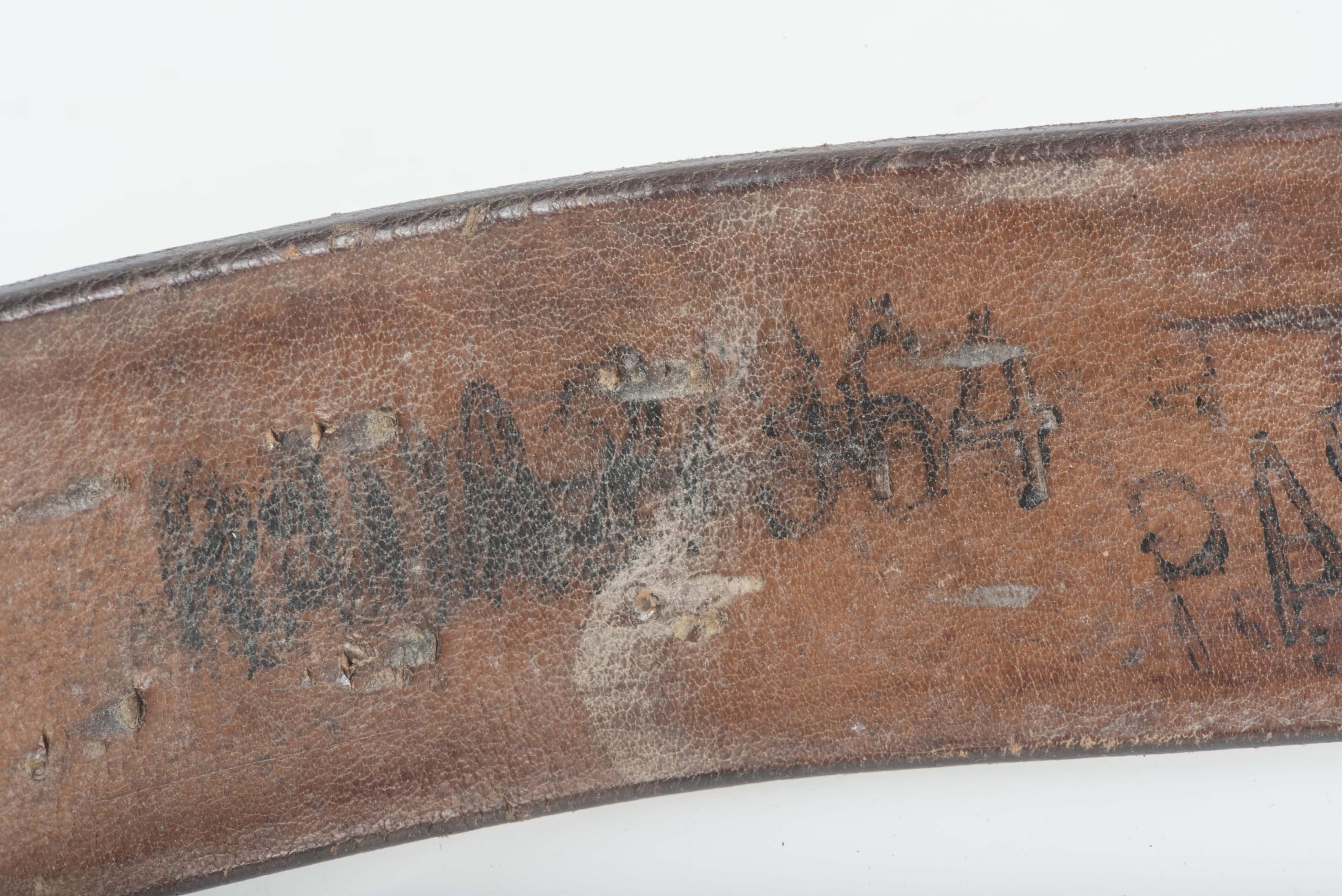 Leather equipment belt marked Karl Hepting & Co. Stgt. Feuerbach 3 38 size 95 — image 7