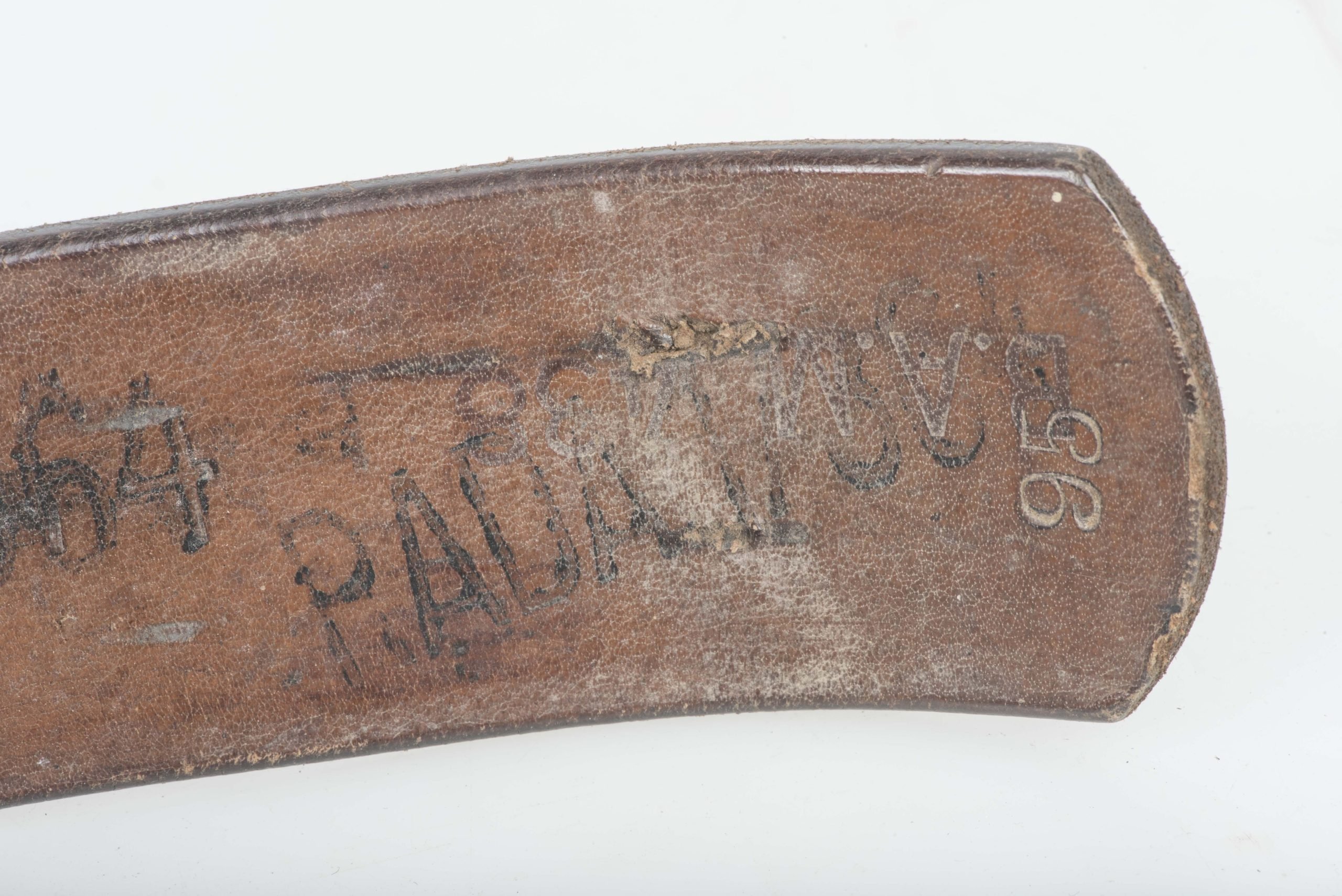 Leather equipment belt marked Karl Hepting & Co. Stgt. Feuerbach 3 38 size 95 — image 8