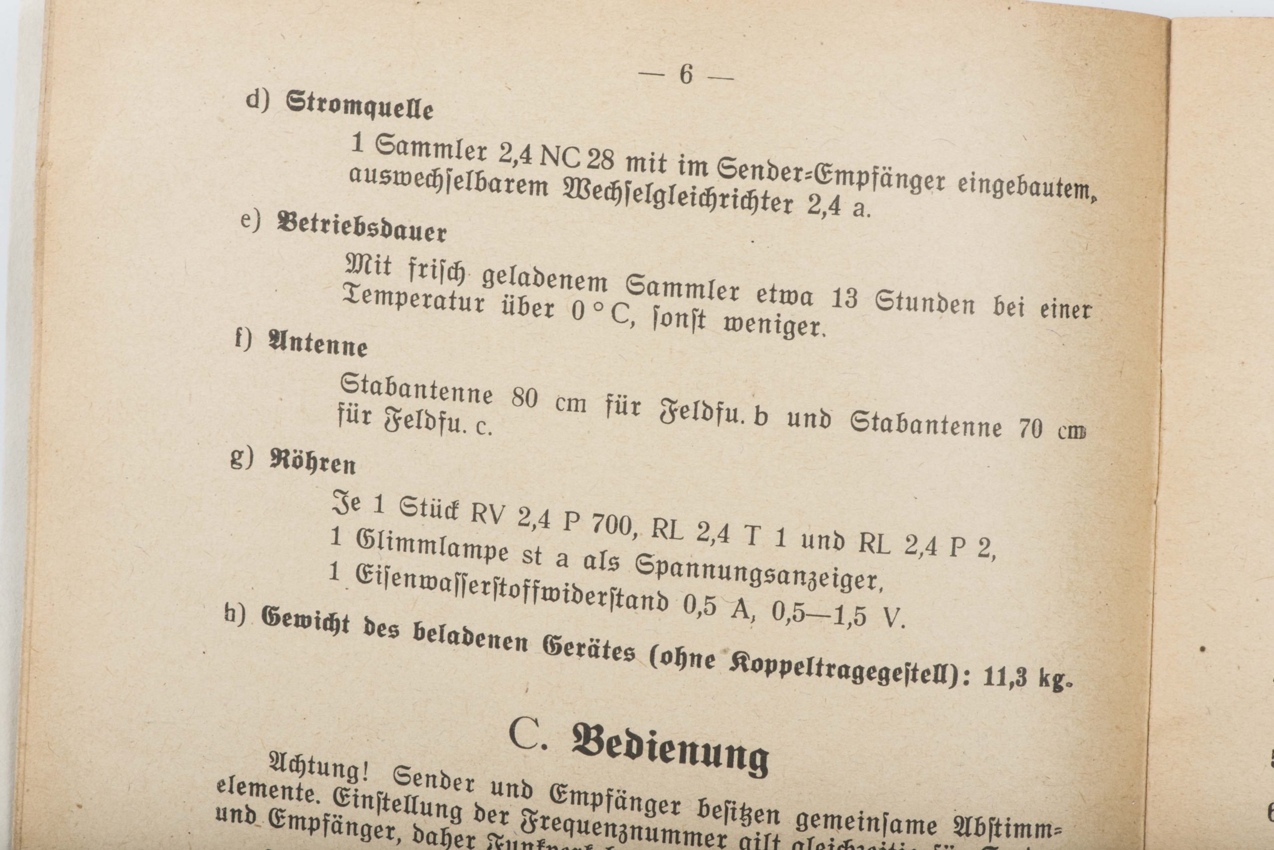 Merkblatt D 998/5 zur Bedienung der Feldfunksprecher b und C — image 7