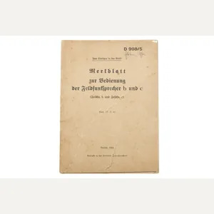 Merkblatt D 998/5 zur Bedienung der Feldfunksprecher b und C