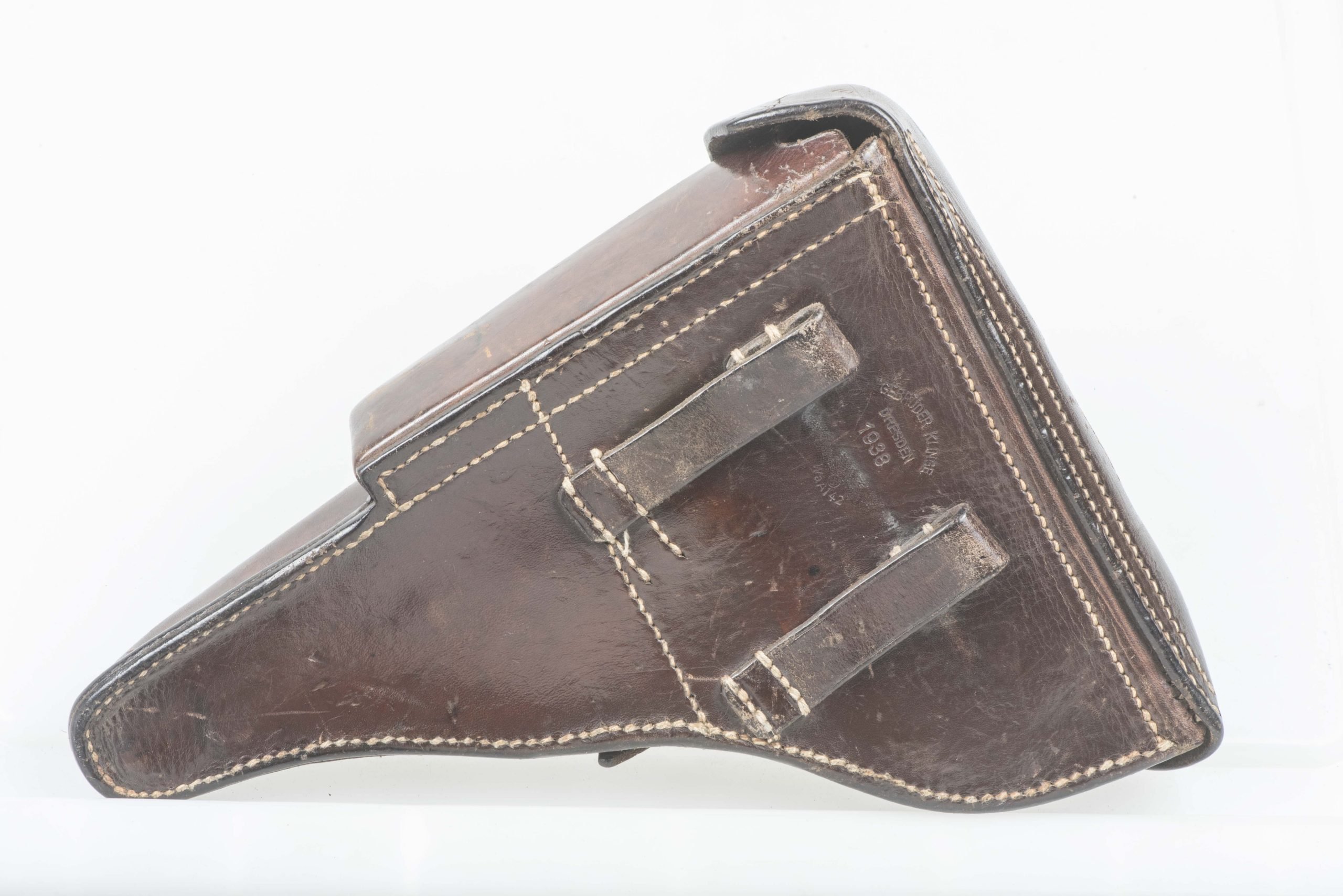 Brown P08 Luger holster marked Gebrüder Klinge Dresden 1938 — image 2