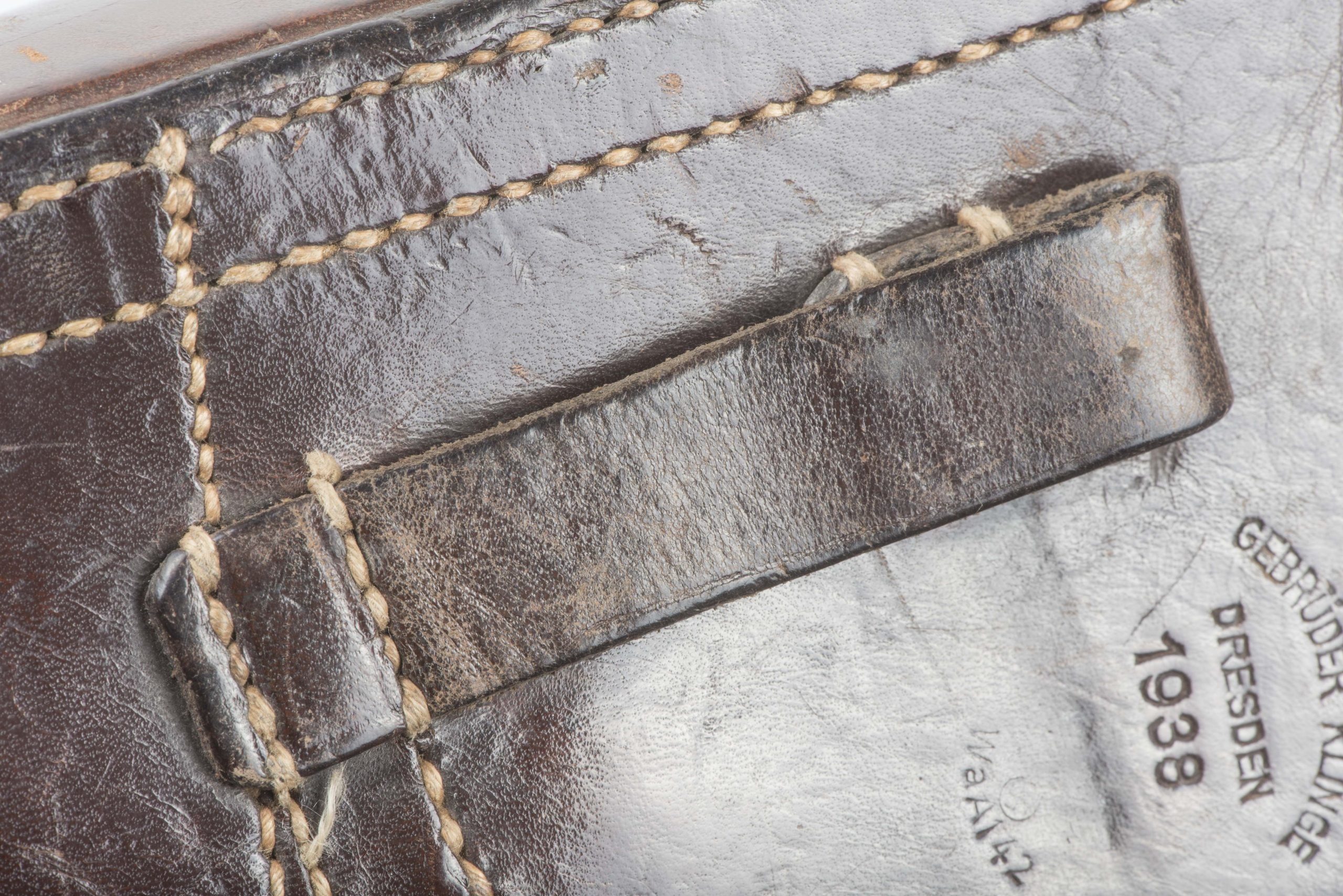 Brown P08 Luger holster marked Gebrüder Klinge Dresden 1938 — image 7