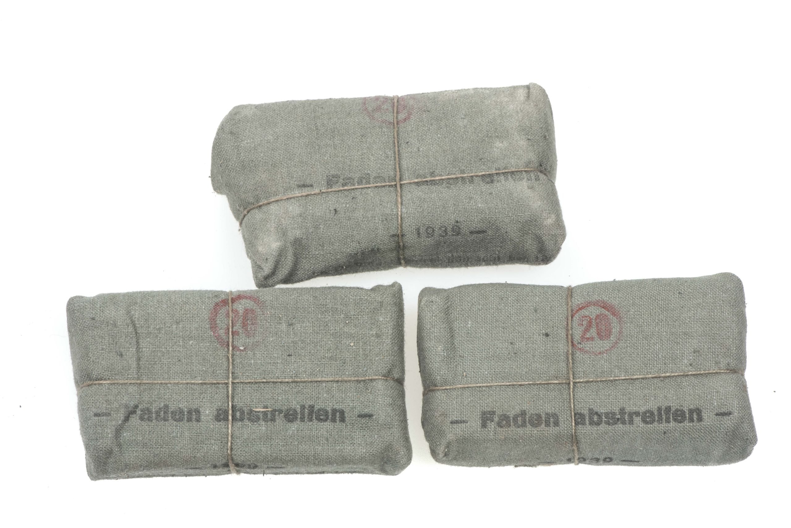 3 matching Sanitäter bandages dated 1939