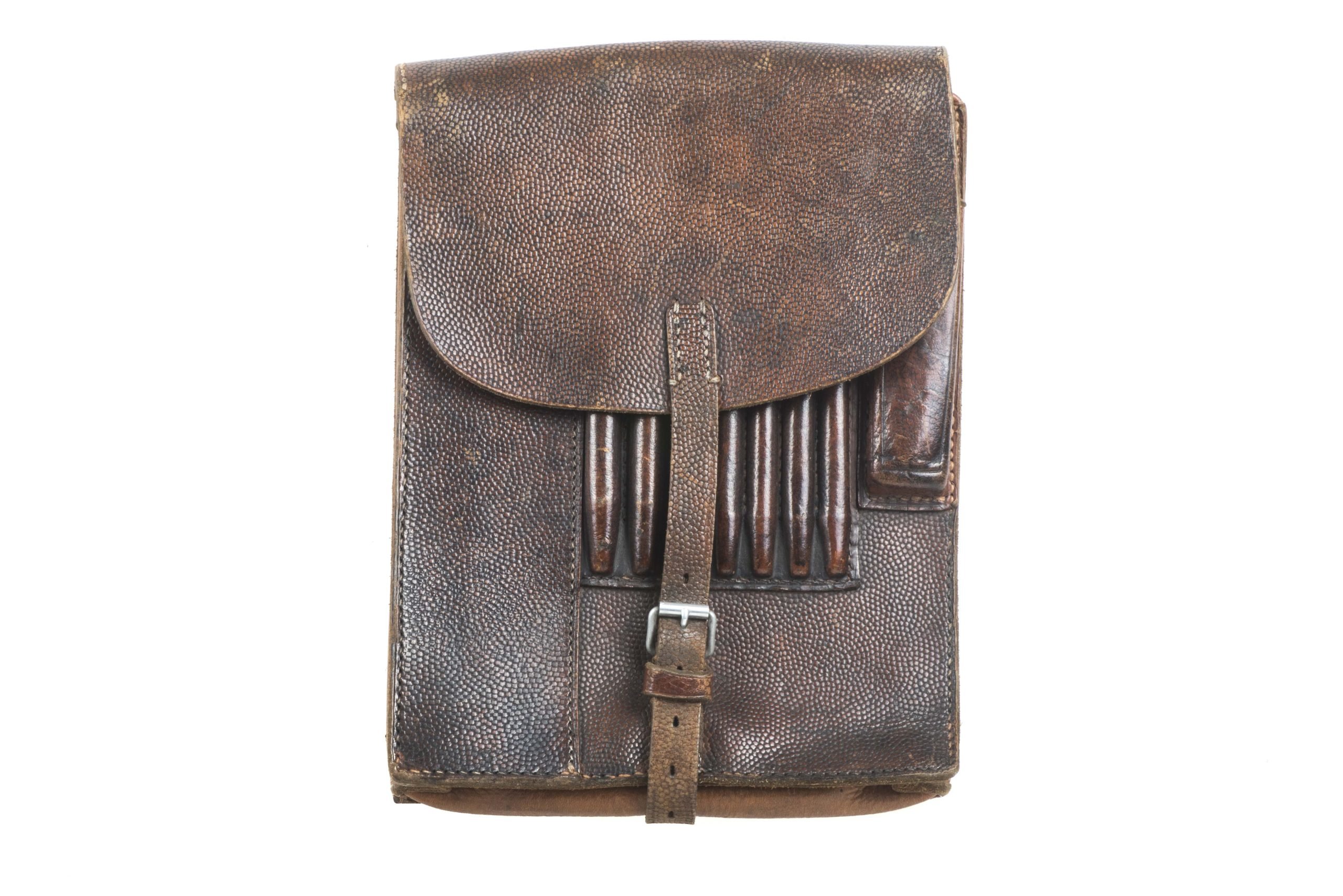 Brown leather mapcase marked EG Leuner 1938
