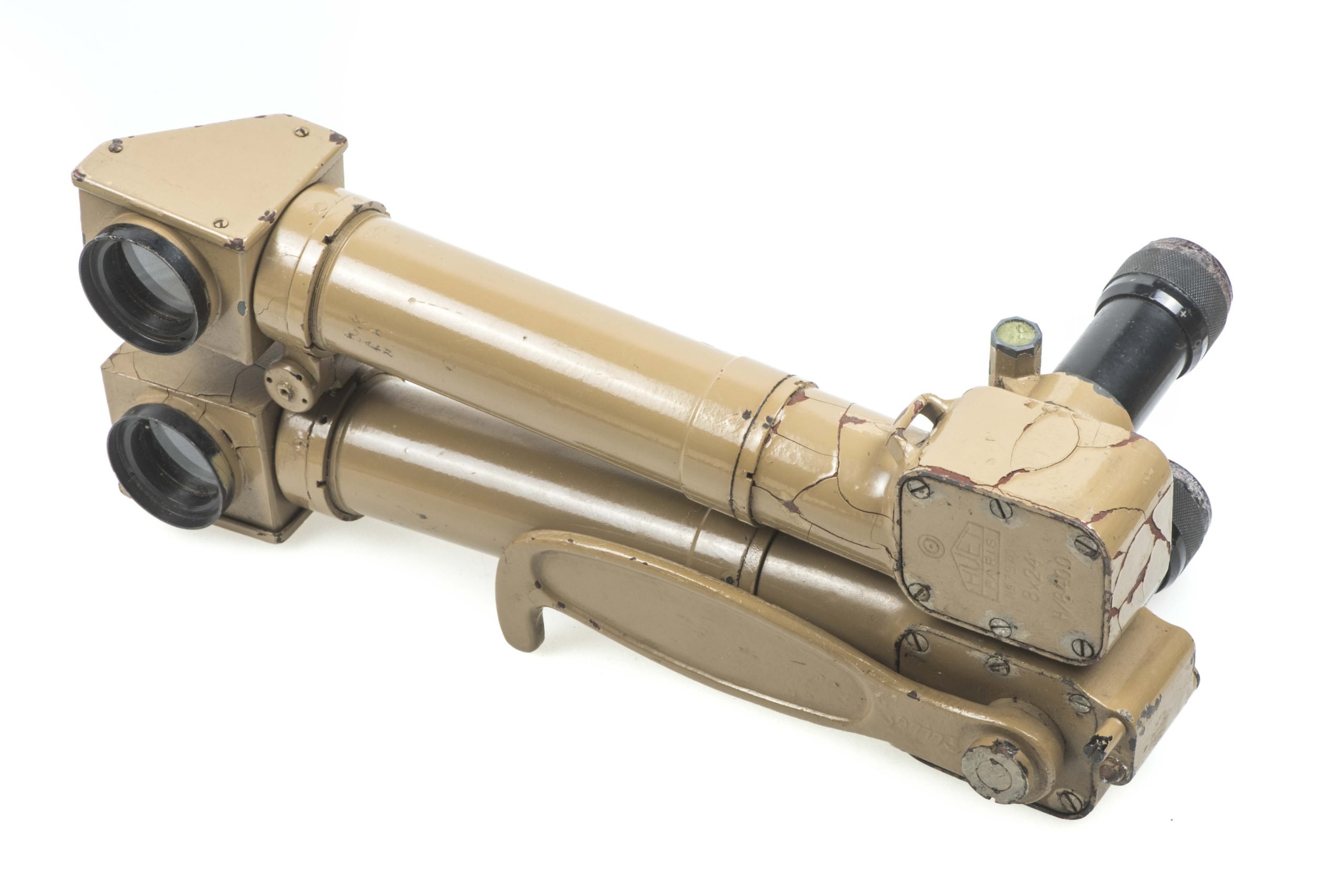 Rare tan 8×24 binoculars made by Huet, Paris marked H/6400