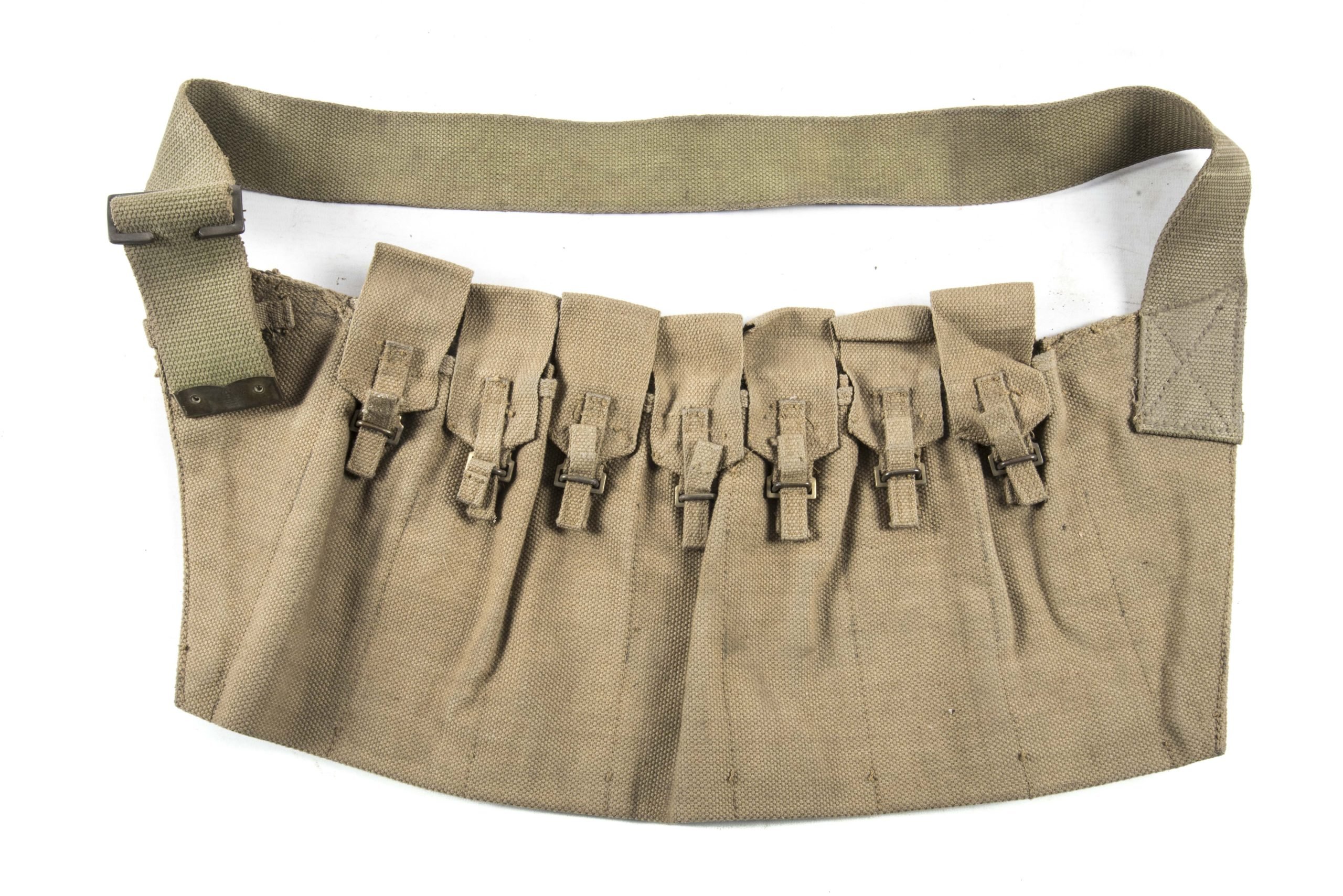 Woodwork find British paratrooper Stengun magazine bandoleer dated 1942