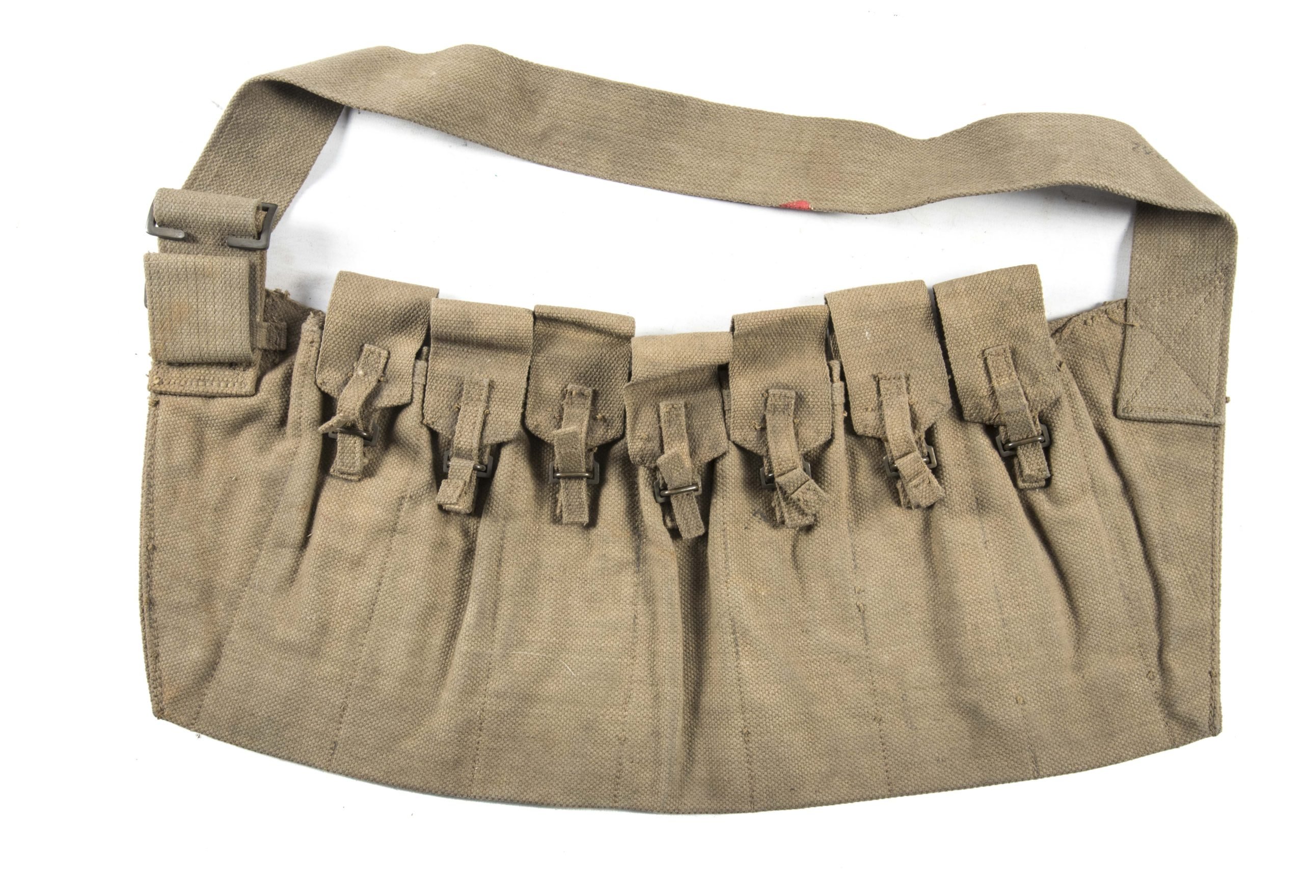 Woodwork find British paratrooper Stengun magazine bandoleer dated 1942