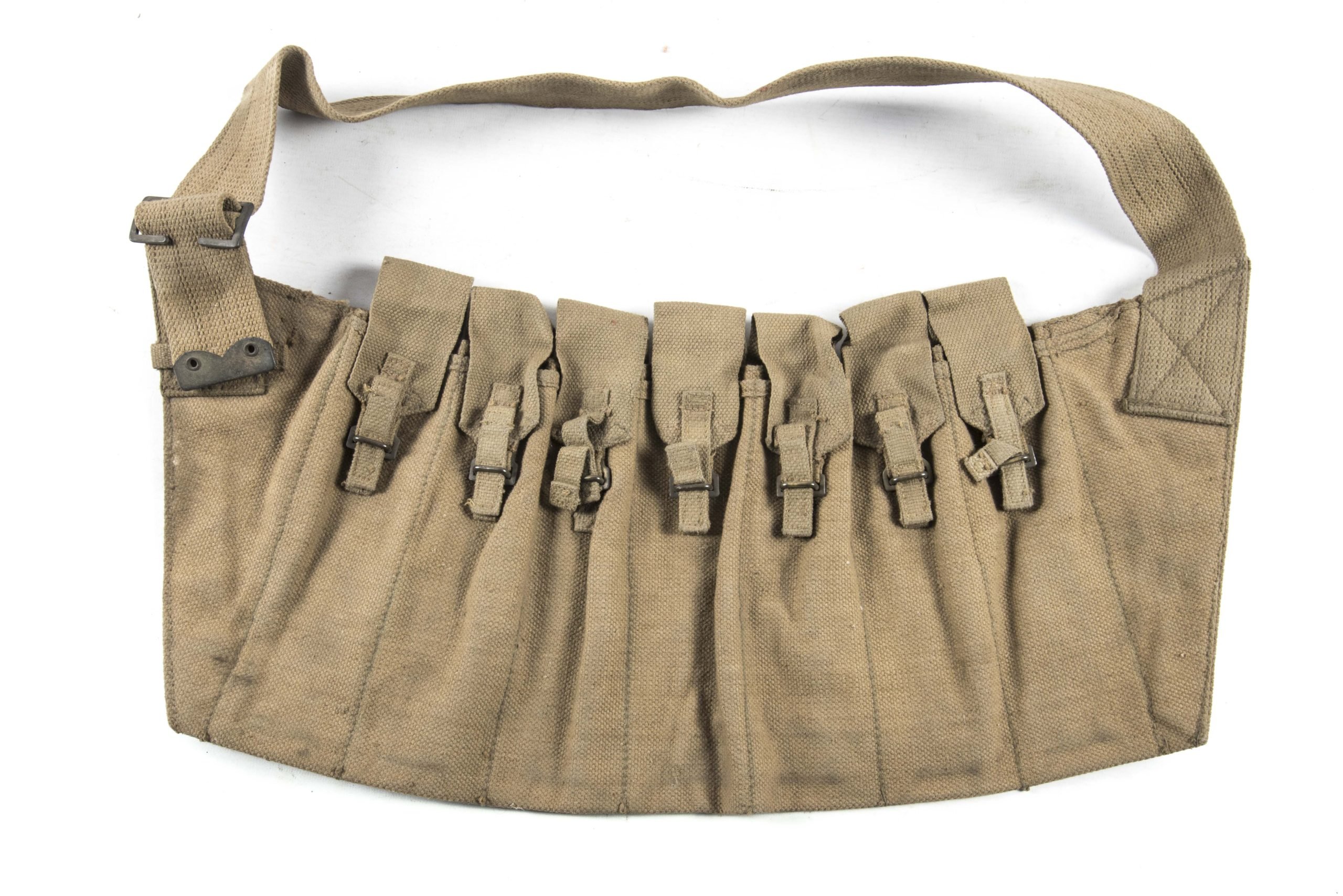 Woodwork find British paratrooper Stengun magazine bandoleer dated 1942