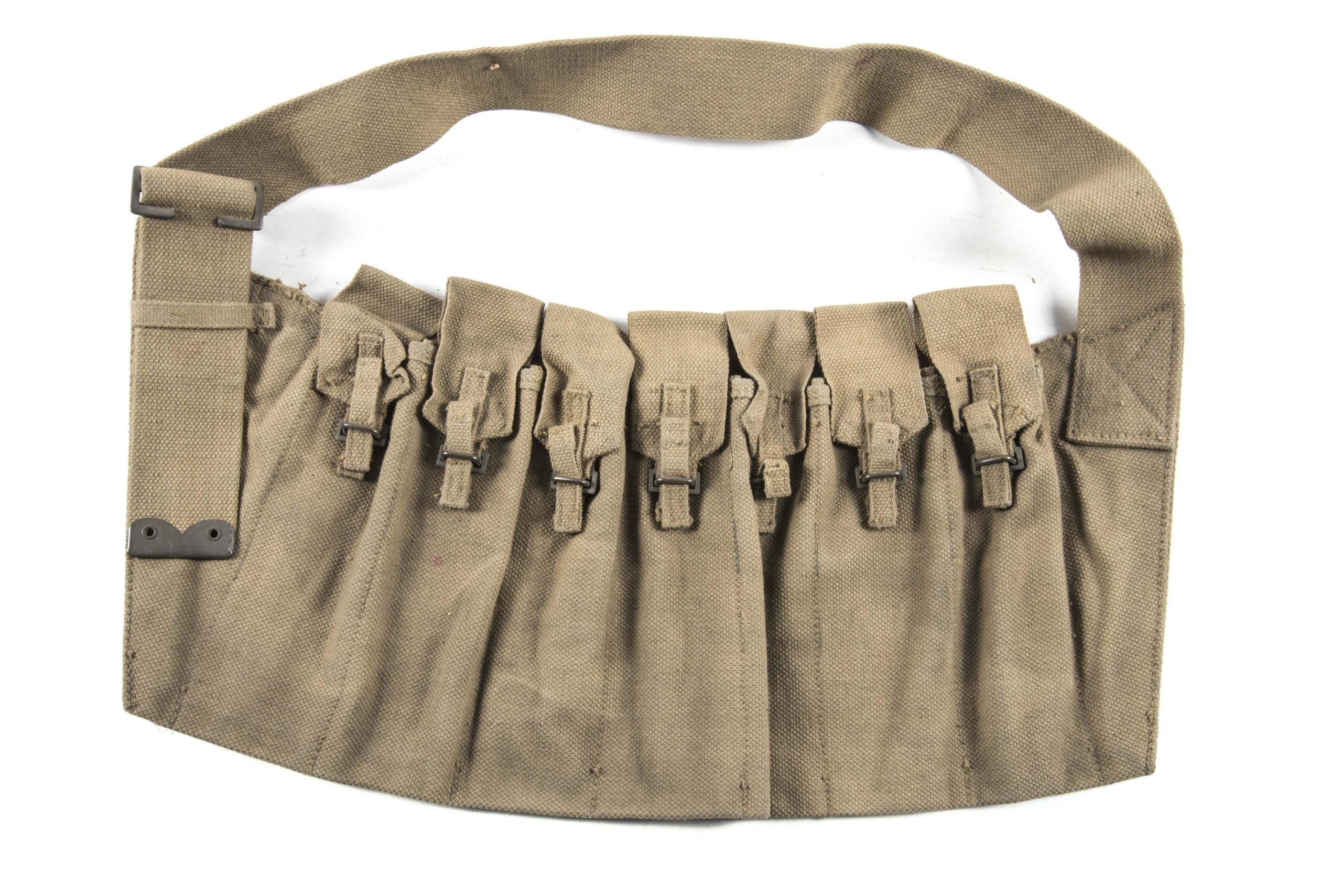 Woodwork find British paratrooper Stengun magazine bandoleer dated 1942