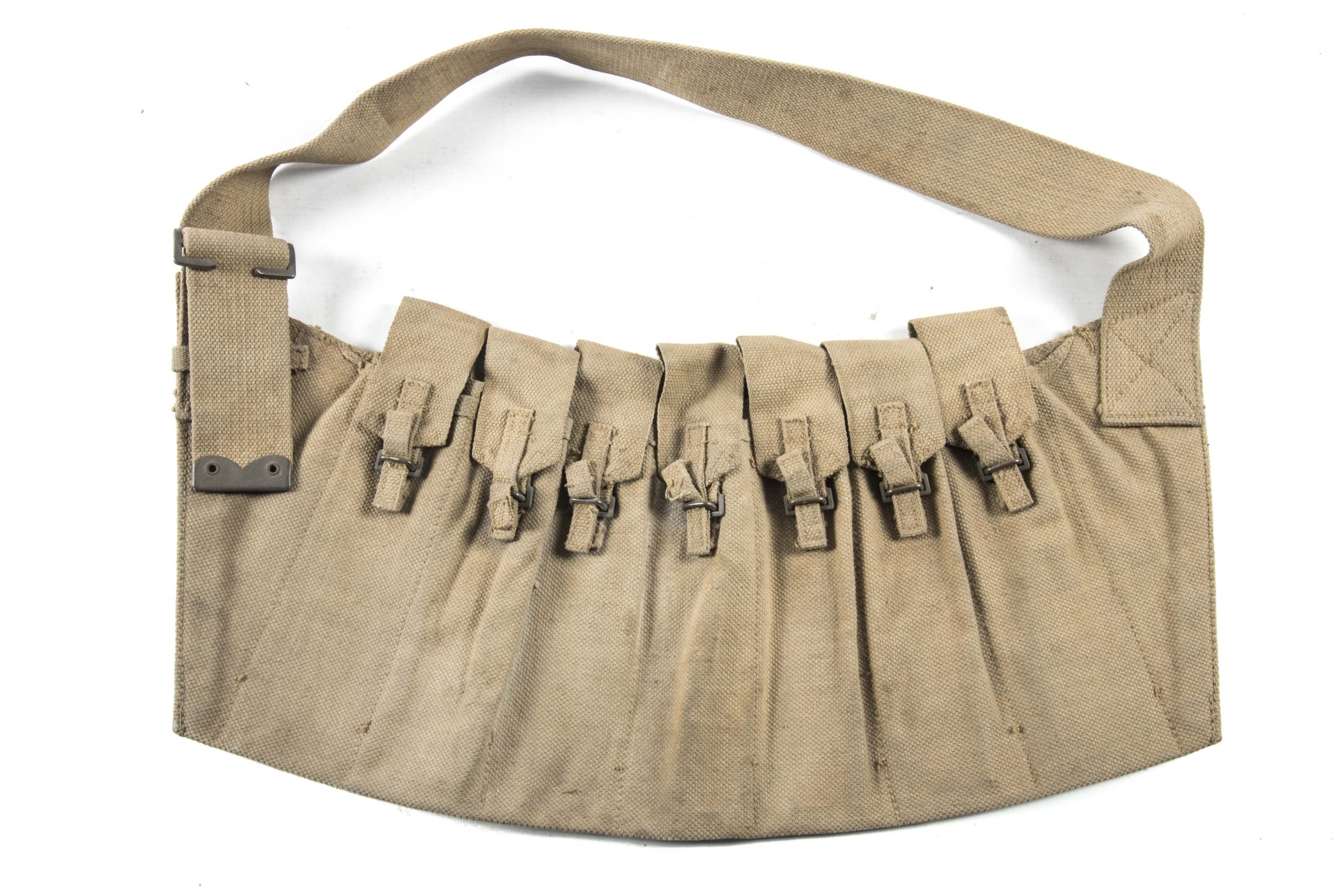 Woodwork find British paratrooper Stengun magazine bandoleer dated 1942