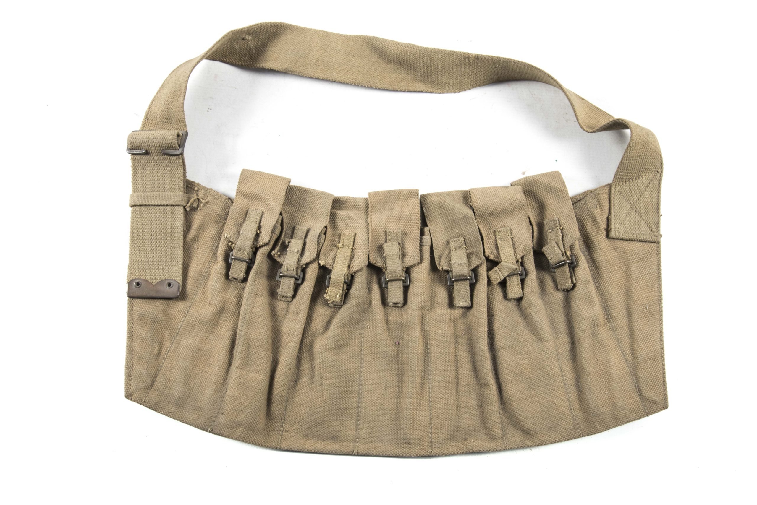 Woodwork find British paratrooper Stengun magazine bandoleer dated 1942