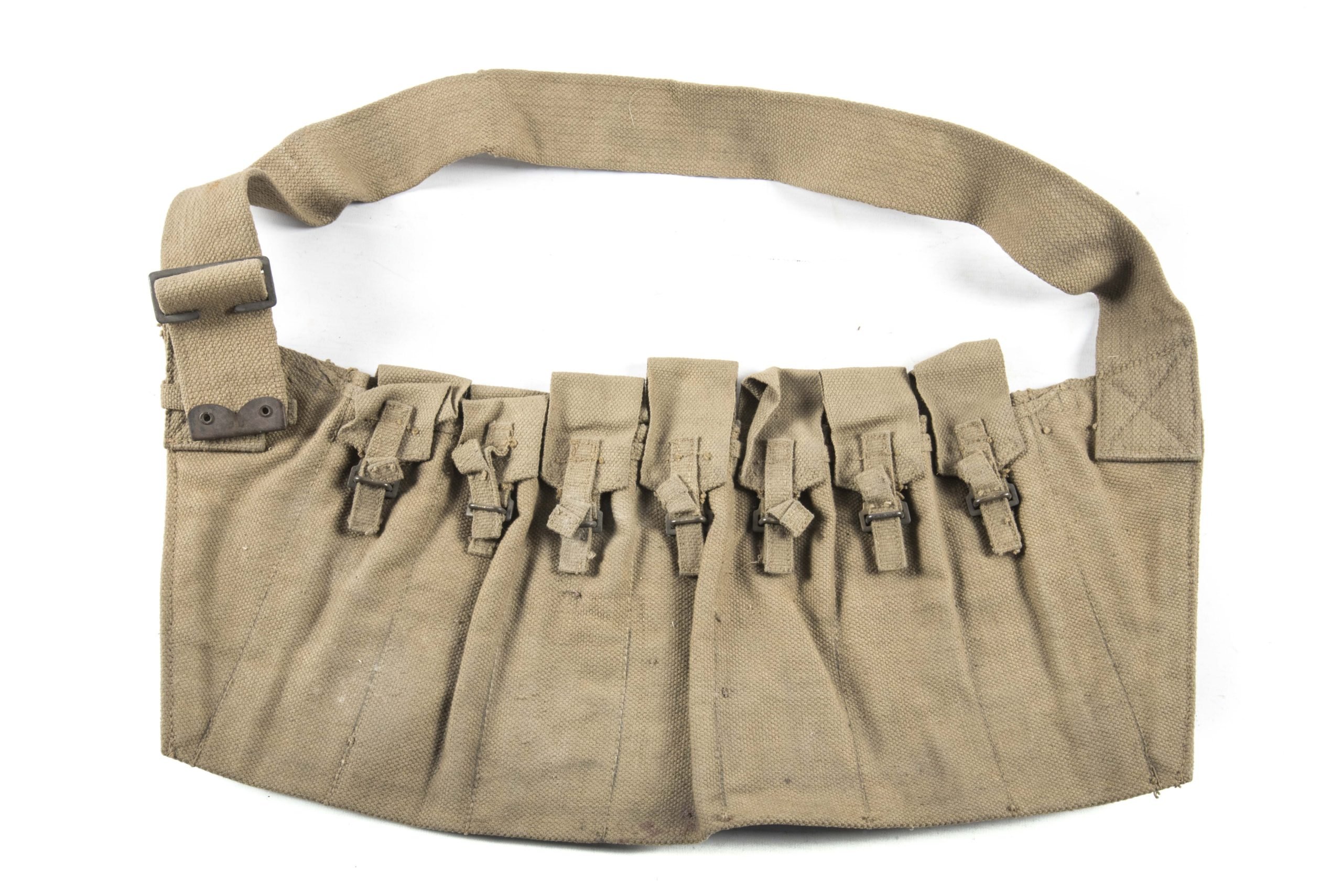 Woodwork find British paratrooper Stengun magazine bandoleer dated 1942