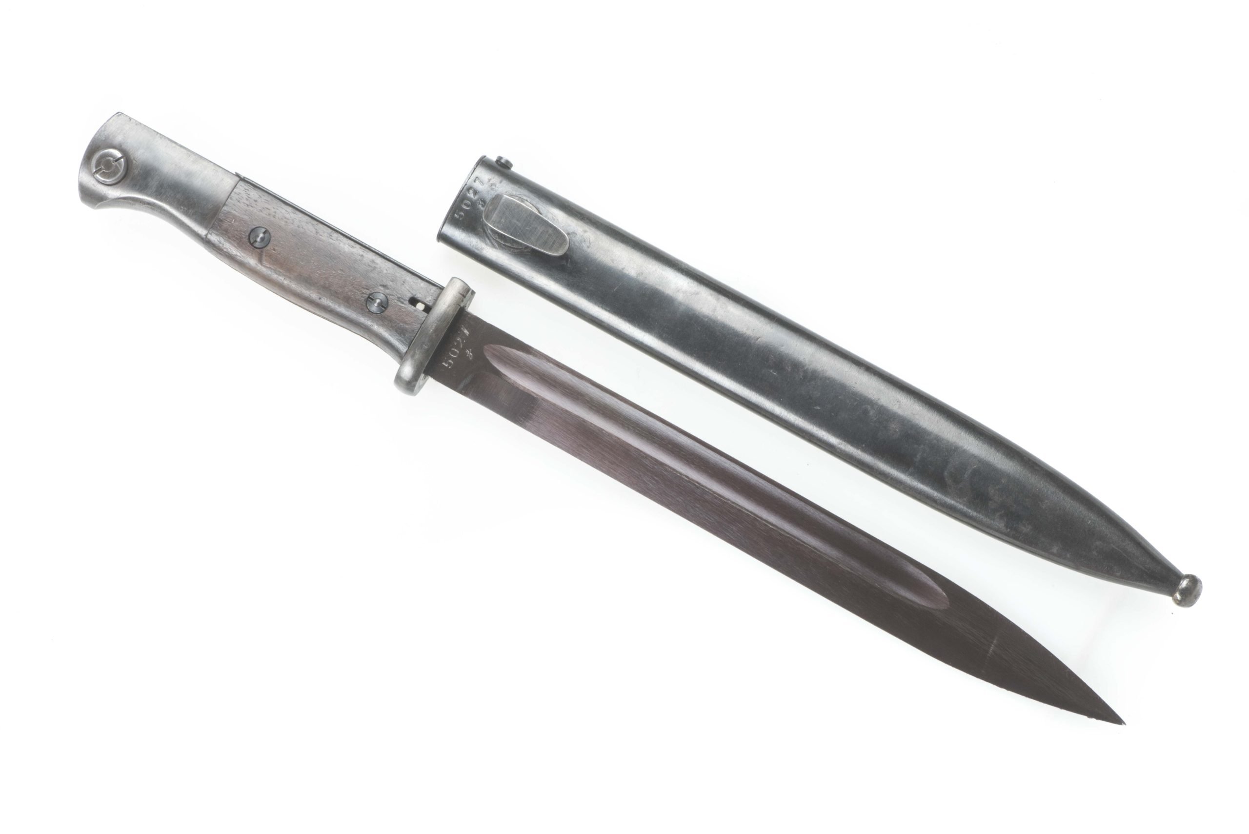 Matching K98 bayonet marked 42 asw #5027 with red blade