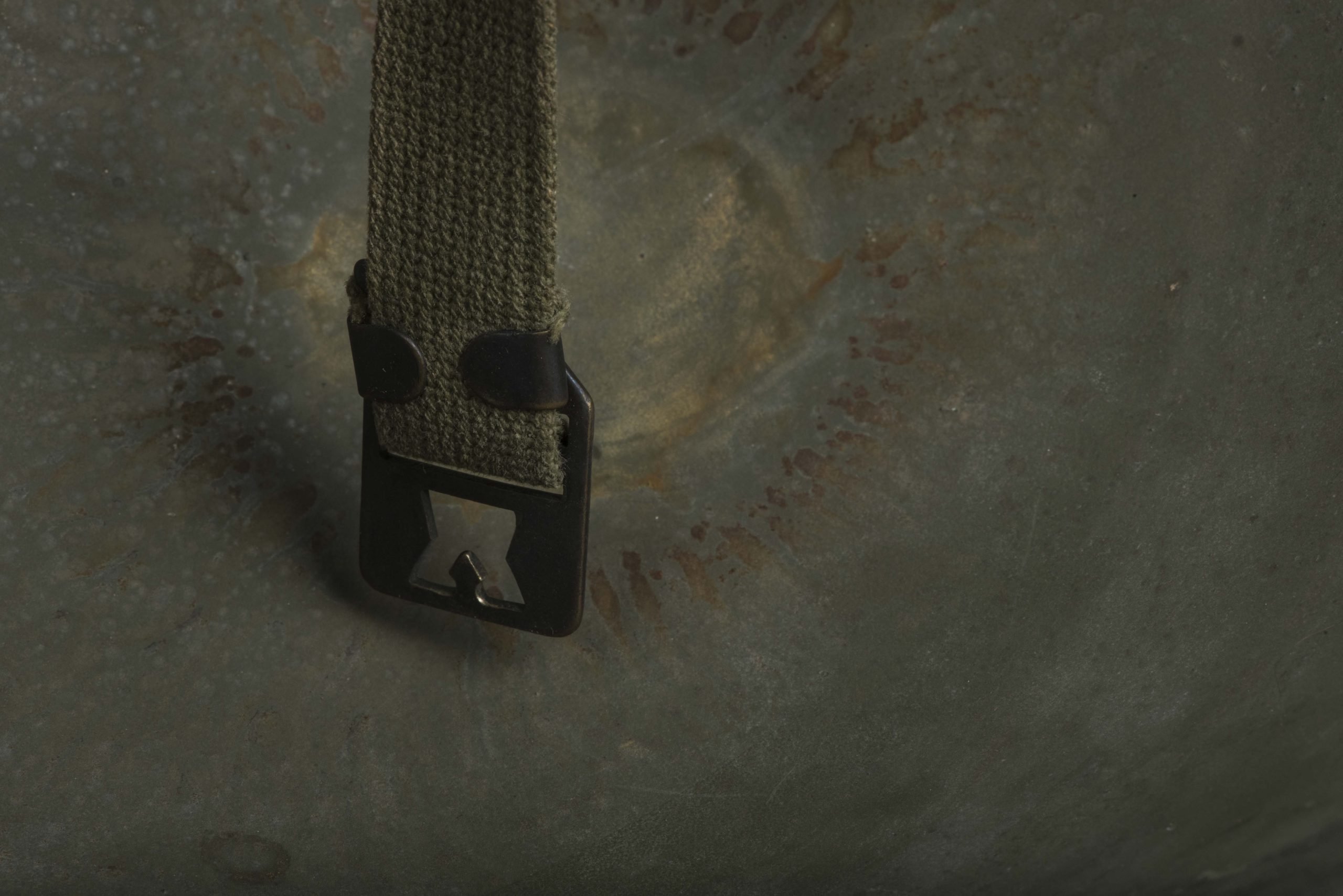 US M1C front seam swivel bale paratrooper helmet shell — image 12