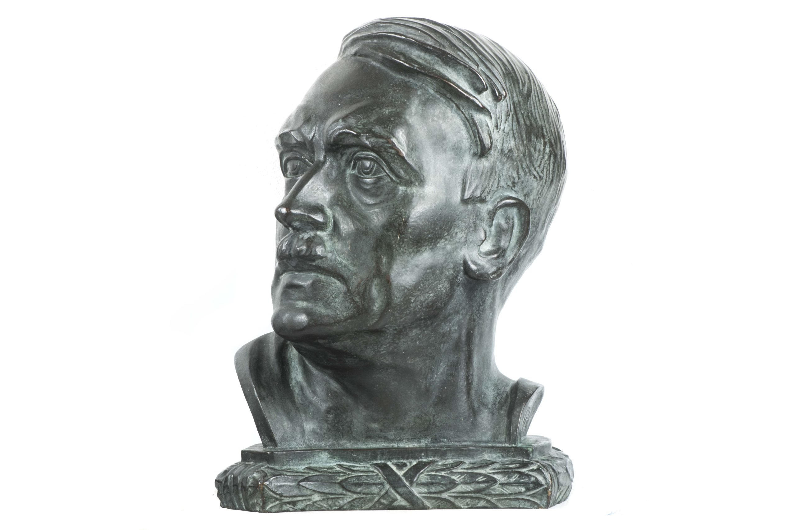 Rare twice life sized bronze bust of Adolf Hitler marked FL — image 2