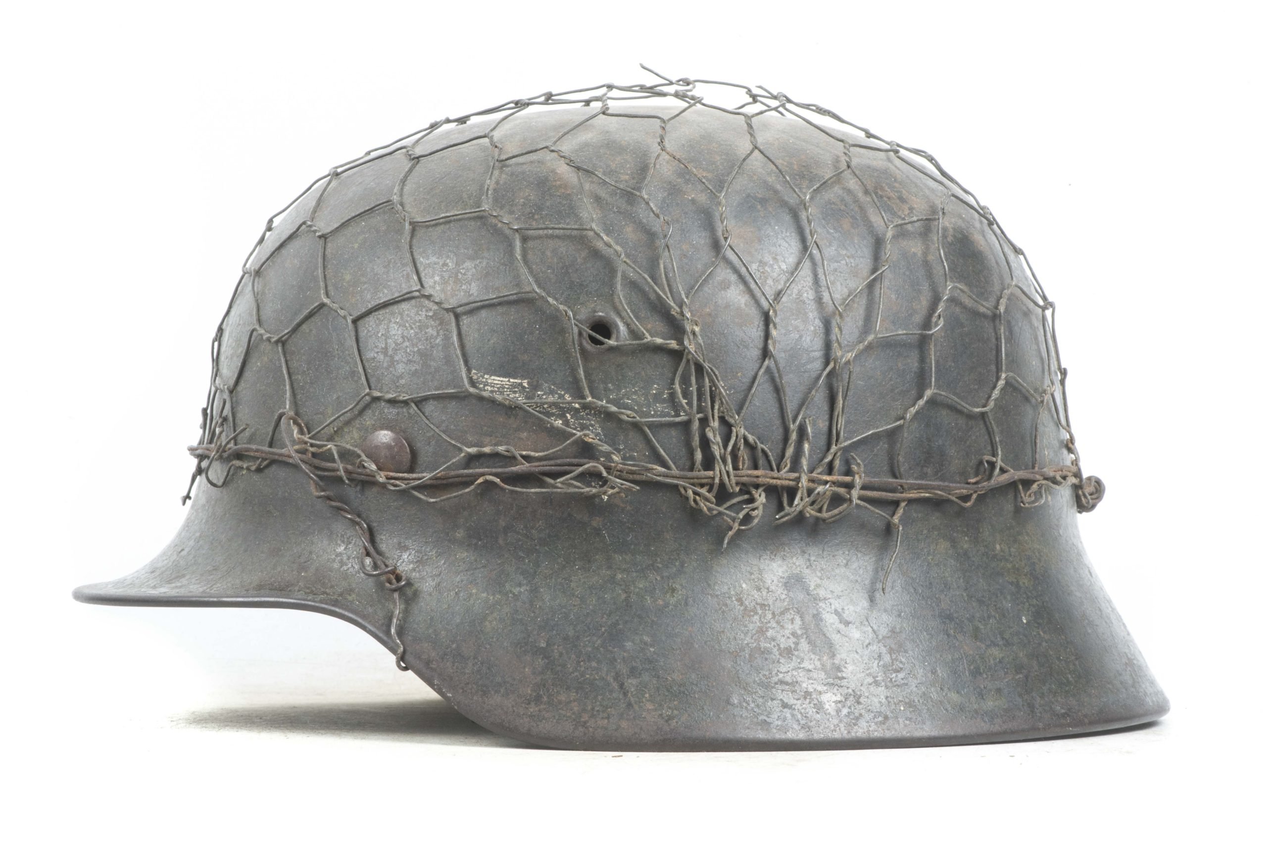 ET64 M40 Luftwaffe helmet with period applied half basket chickenwire net