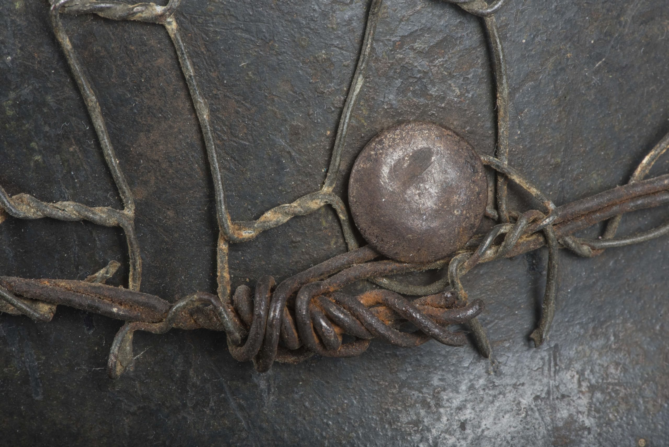 ET64 M40 Luftwaffe helmet with period applied half basket chickenwire net — image 11