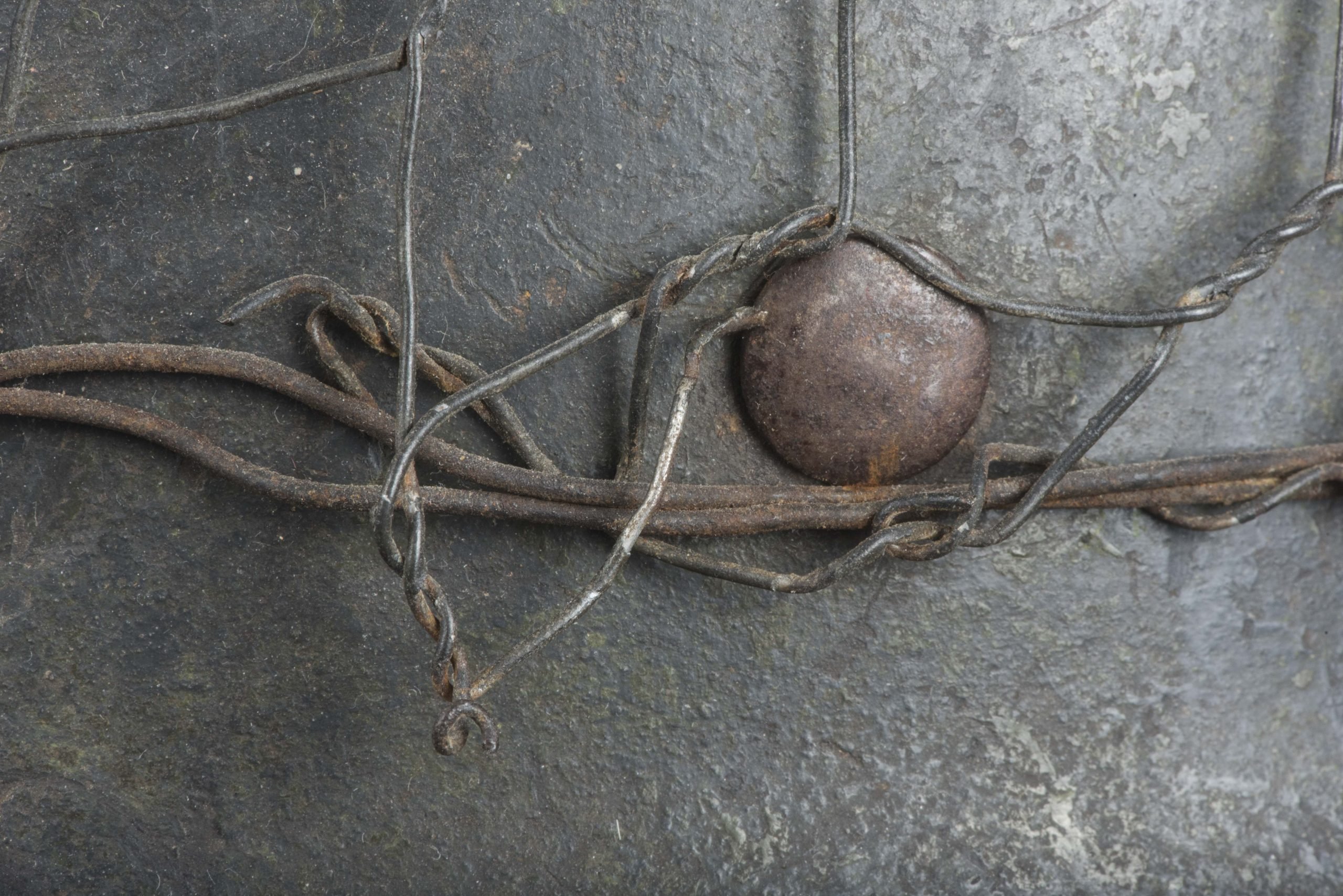 ET64 M40 Luftwaffe helmet with period applied half basket chickenwire net — image 12