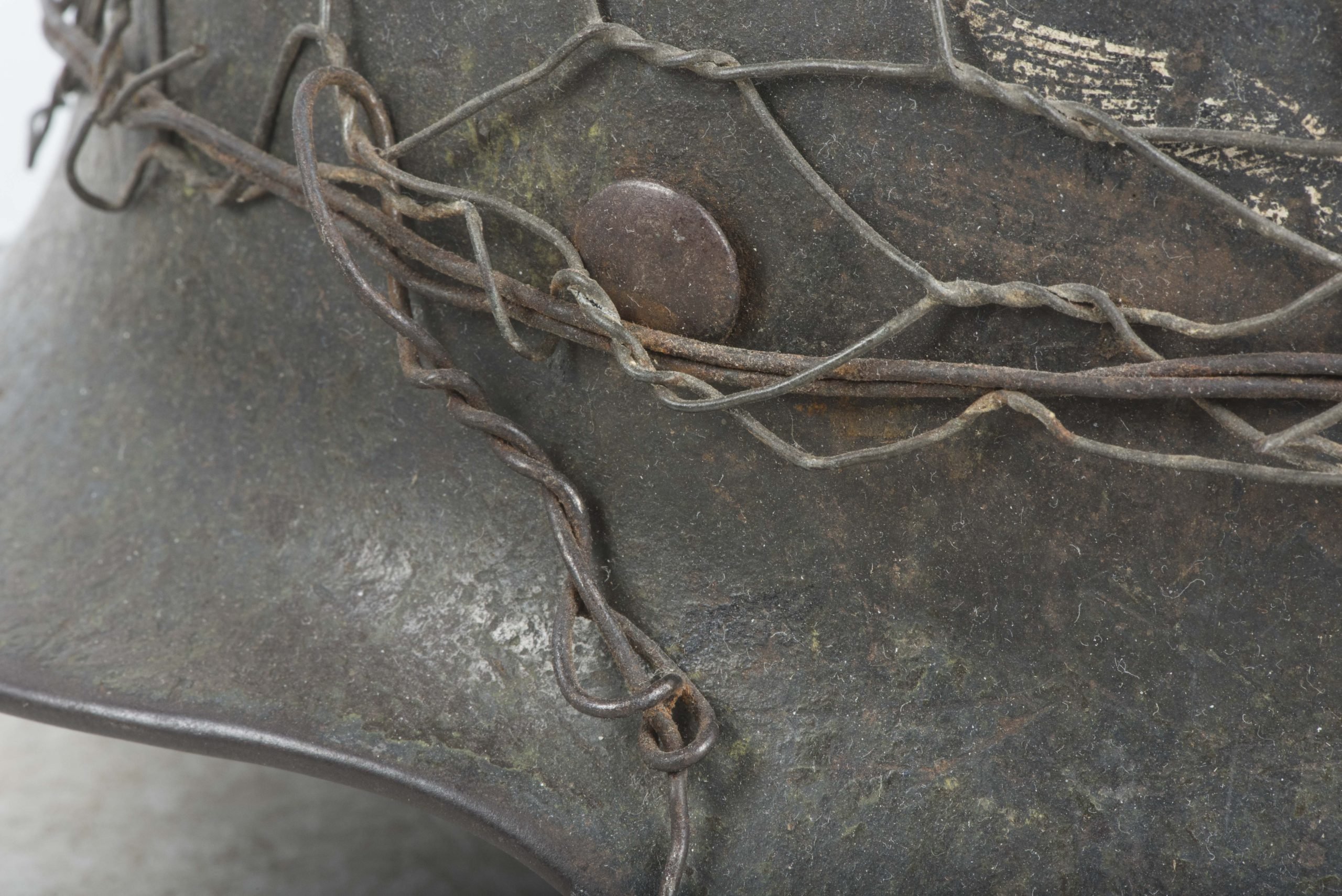 ET64 M40 Luftwaffe helmet with period applied half basket chickenwire net — image 29
