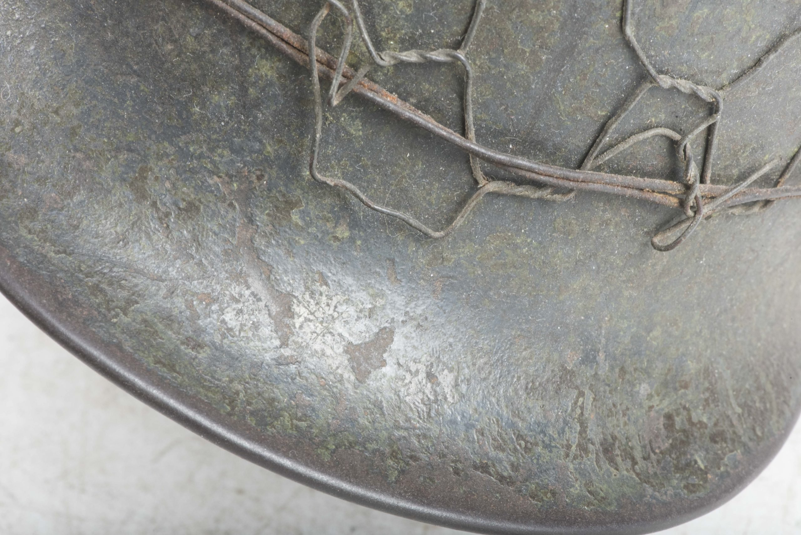 ET64 M40 Luftwaffe helmet with period applied half basket chickenwire net — image 38