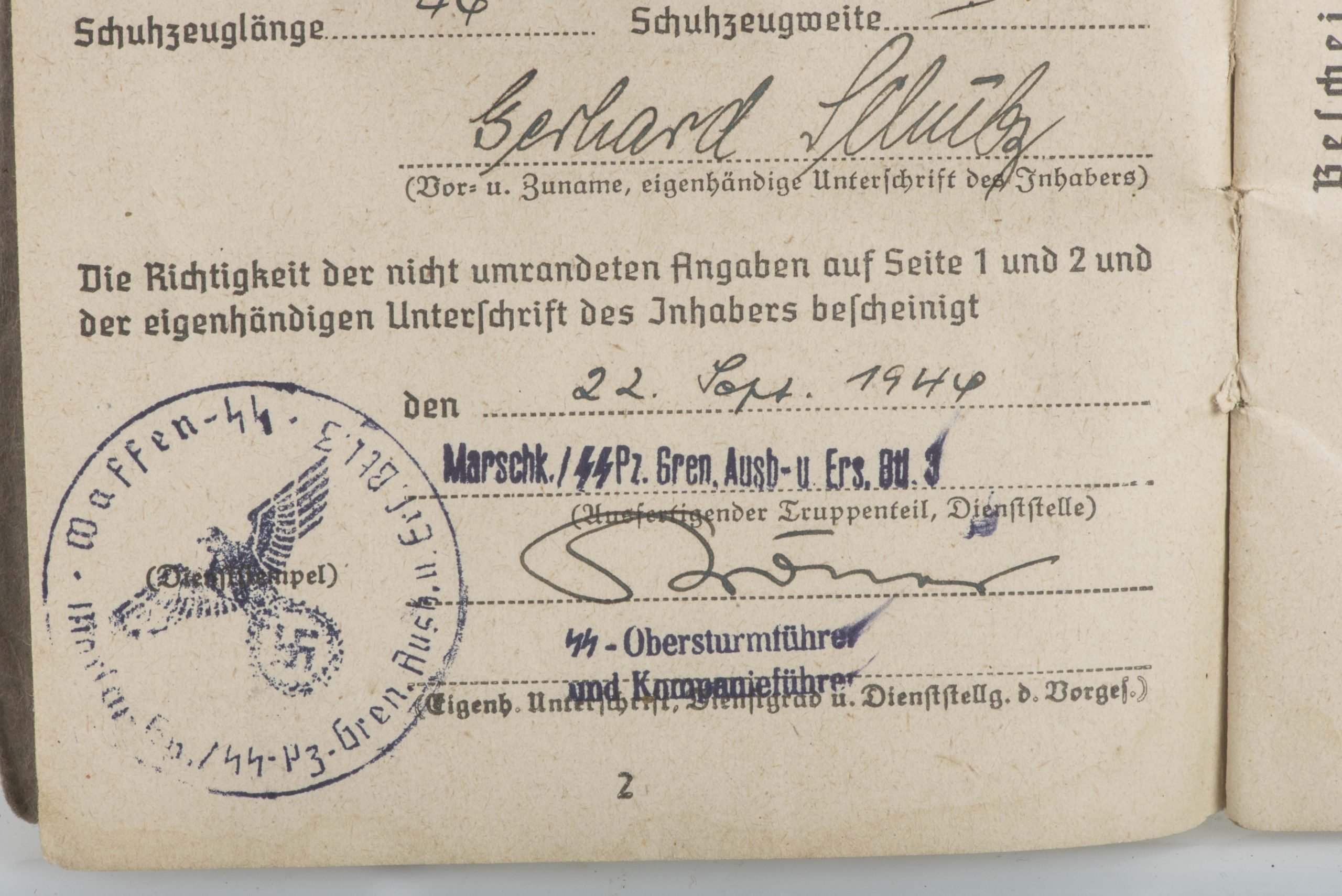 Waffen-SS Soldbuch SS-Unterscharführer Gerhard Schmitz, Panzergrenadier Regiment 2 LSSAH — image 7