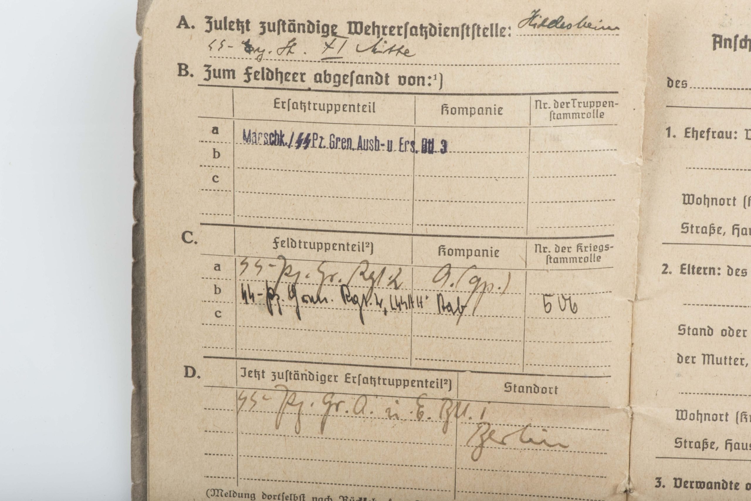 Waffen-SS Soldbuch SS-Unterscharführer Gerhard Schmitz, Panzergrenadier Regiment 2 LSSAH — image 9