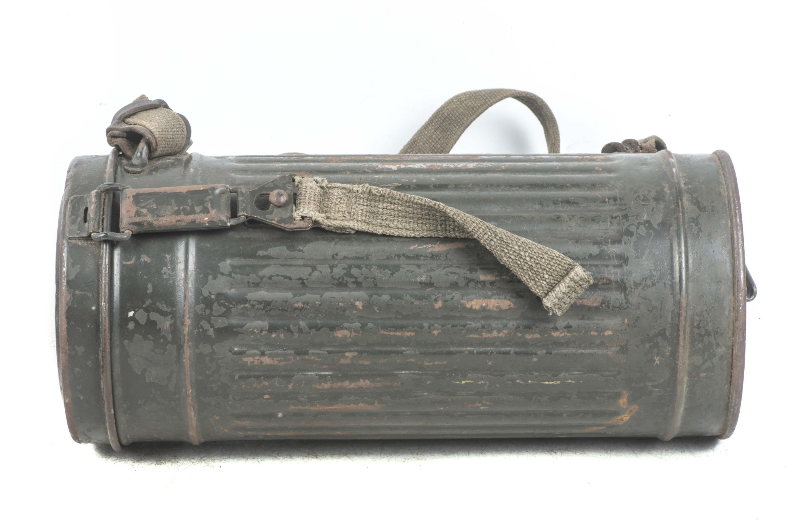 Tall M38 gasmask set with field applied Feldgrau paint named Ogefr Imm 42931