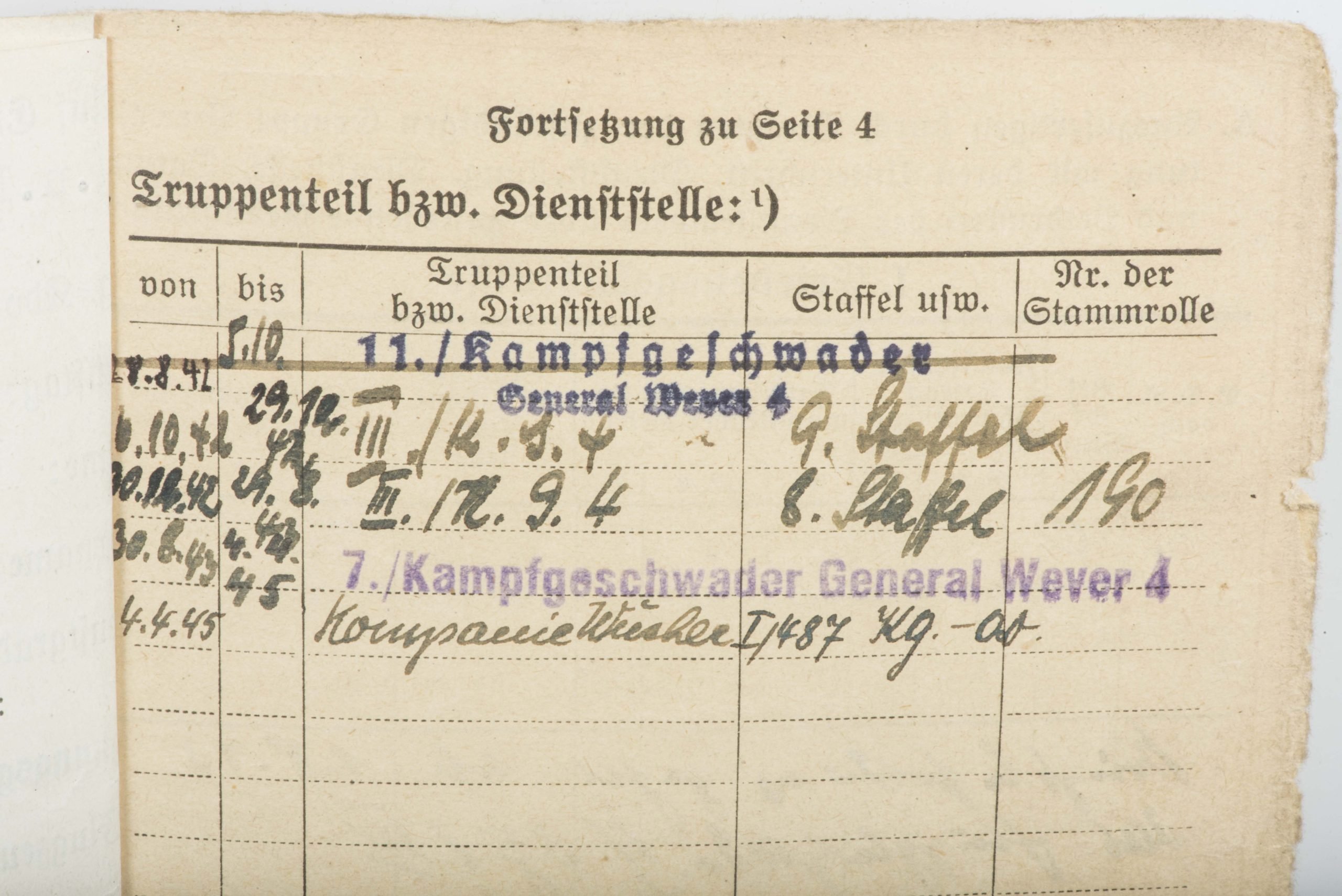 Luftwaffenbordschützenschein grouping Kampfgeschwader General Wever 4 — image 21