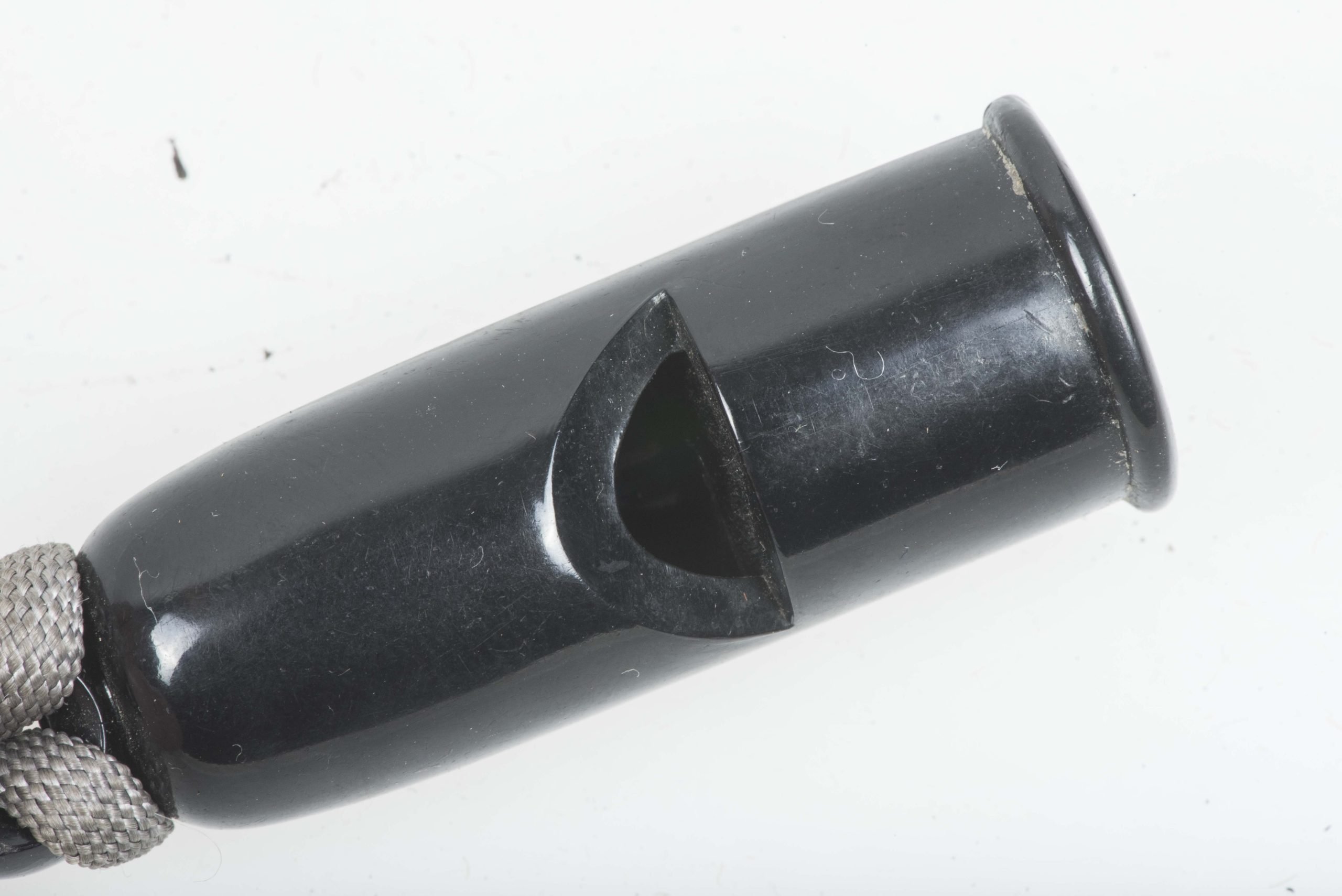 Issue whistle with grey rayon lanyard — image 3