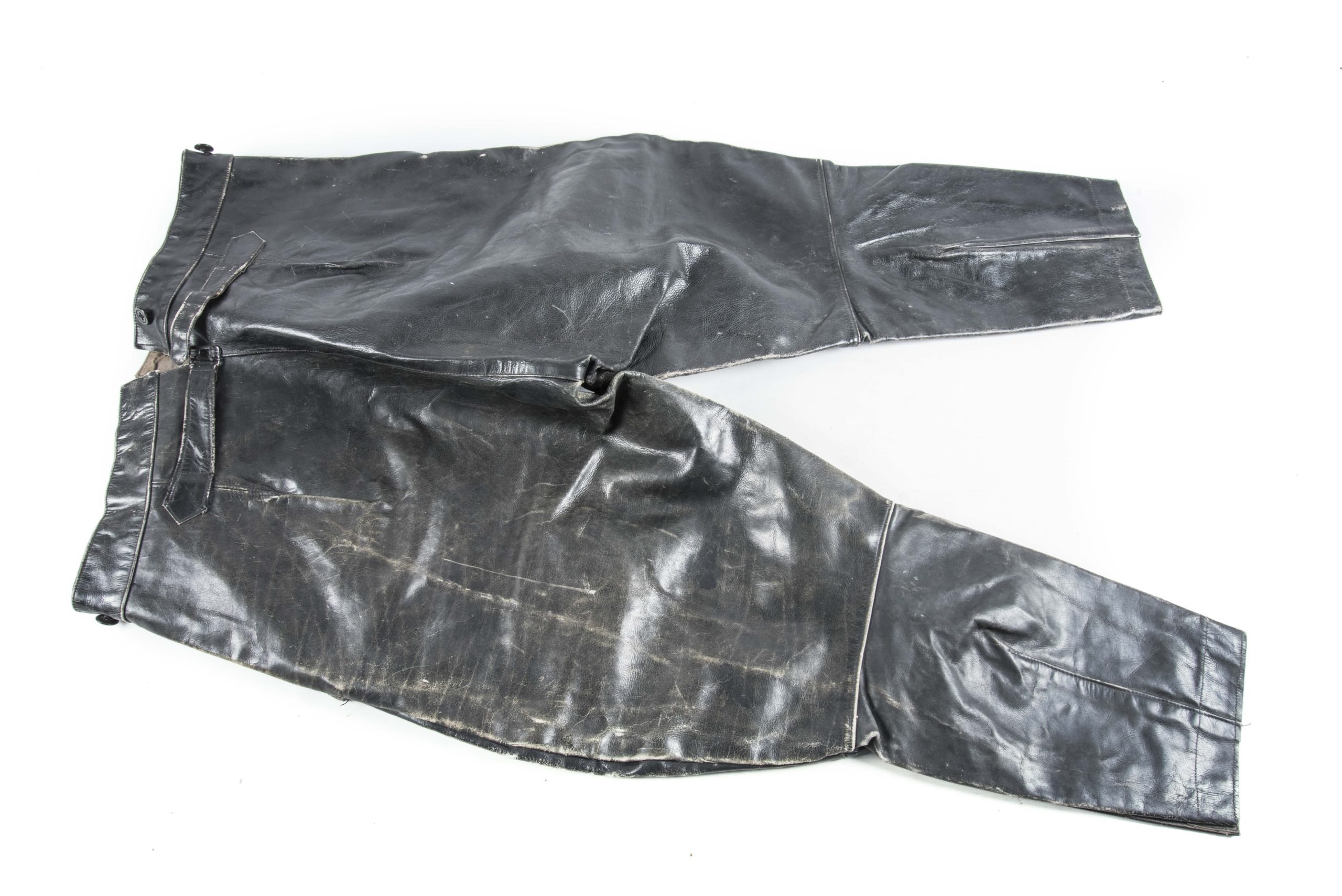 Rare Dutch leather motorcyclist breeches marked CM 1939 — image 3