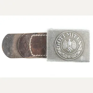 Tabbed aluminium belt buckle marked Hermann Knoller Pforzheim 1940