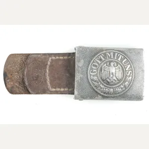 Tabbed aluminium belt buckle marked B. Haarmann 1939