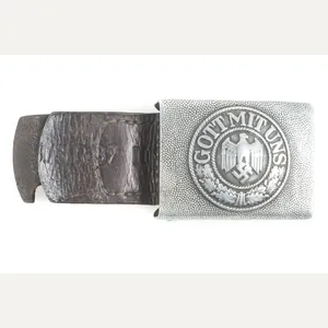 Tabbed aluminium belt buckle marked Dransfeld 1938 3./J.R.37