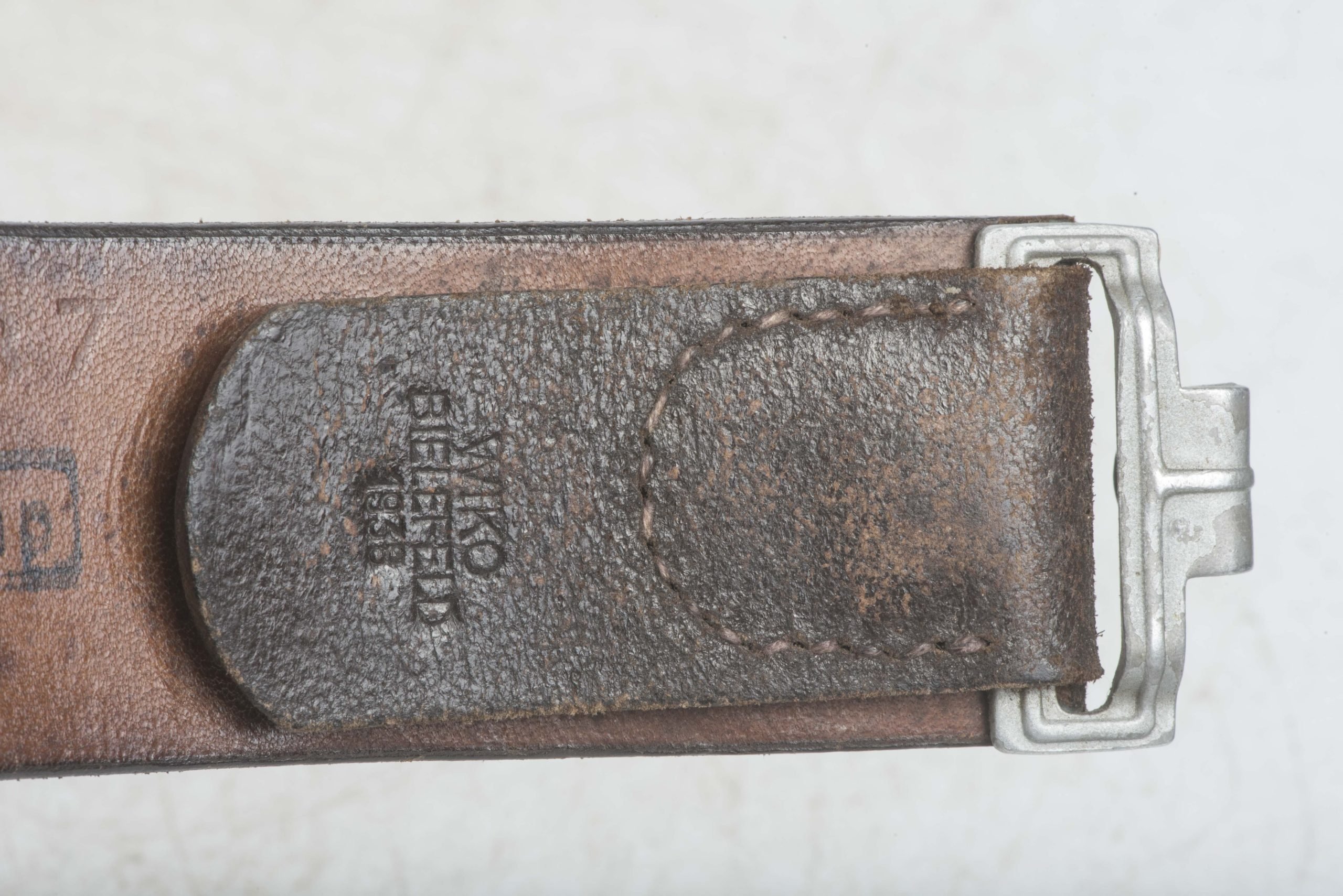 Chocolate brown Luftwaffe issue equipment belt size 95 marked Wiko, Bielefeld 1938, S.Fl. Hst. Kamp. 1938, LBAB 37., S.Fl.Hst.Kamp 1938 — image 12