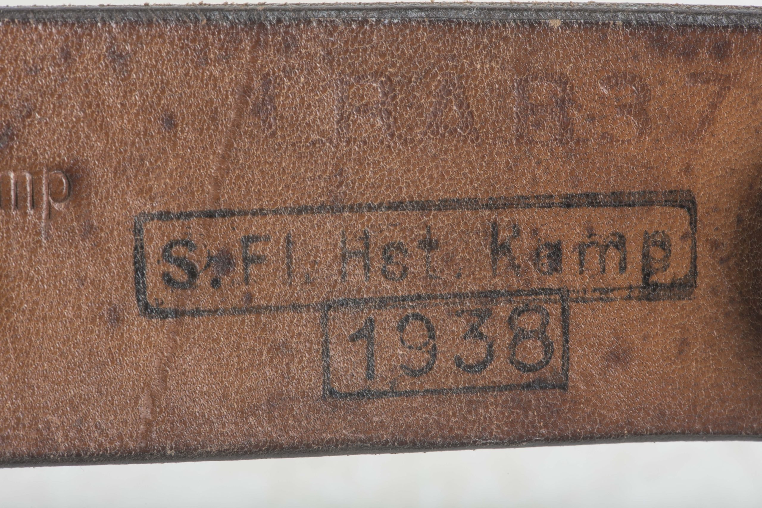 Chocolate brown Luftwaffe issue equipment belt size 95 marked Wiko, Bielefeld 1938, S.Fl. Hst. Kamp. 1938, LBAB 37., S.Fl.Hst.Kamp 1938 — image 14