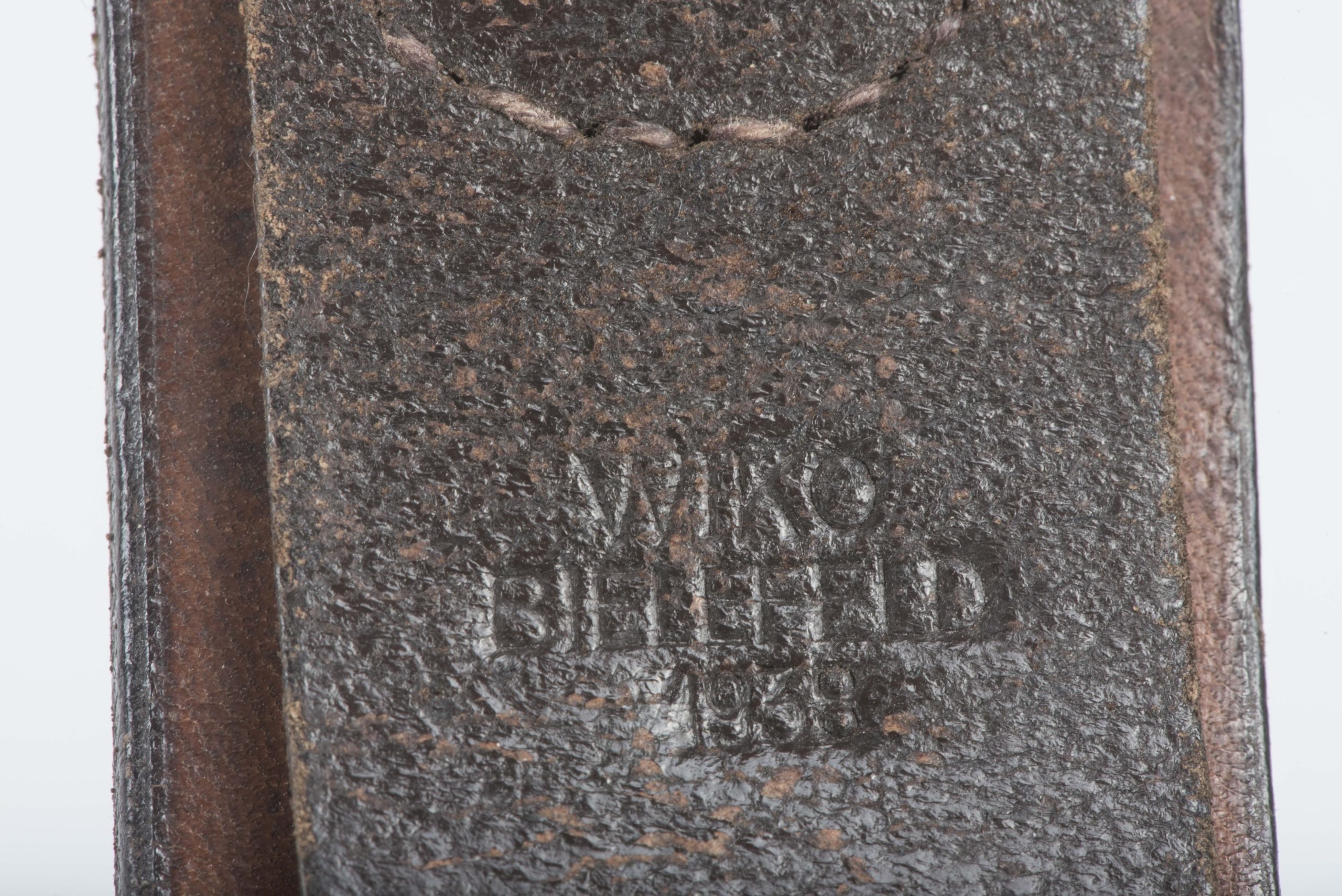 Chocolate brown Luftwaffe issue equipment belt size 95 marked Wiko, Bielefeld 1938, S.Fl. Hst. Kamp. 1938, LBAB 37., S.Fl.Hst.Kamp 1938 — image 15